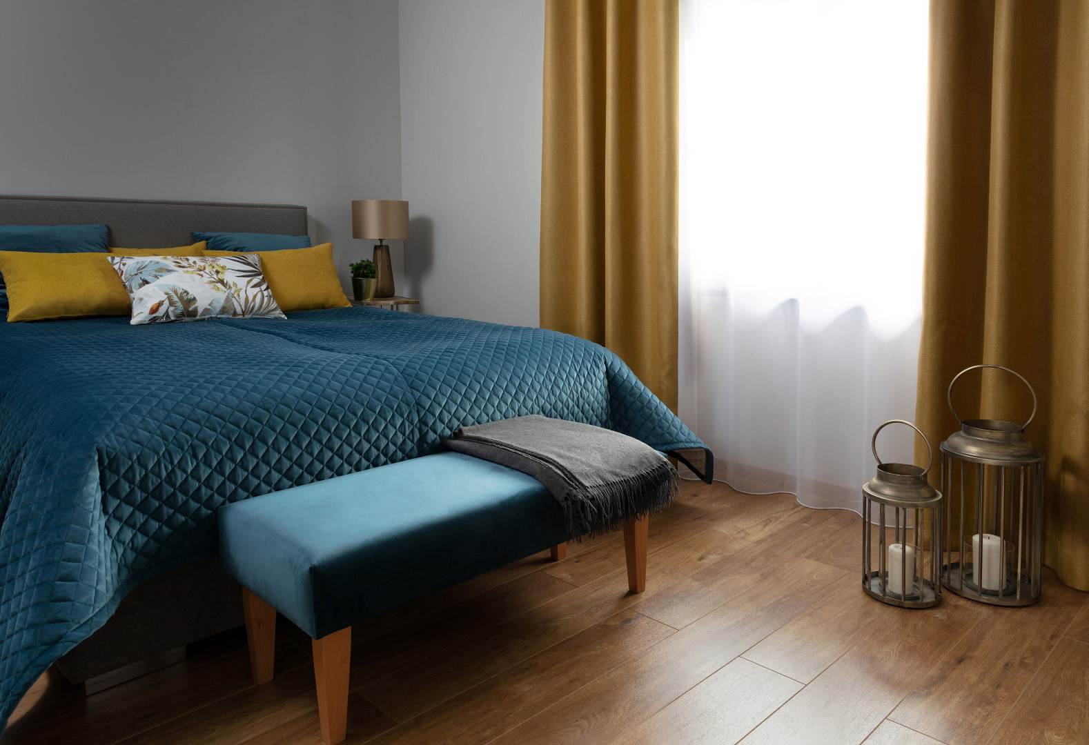 Bedroom Indigo & Mustard Velvet