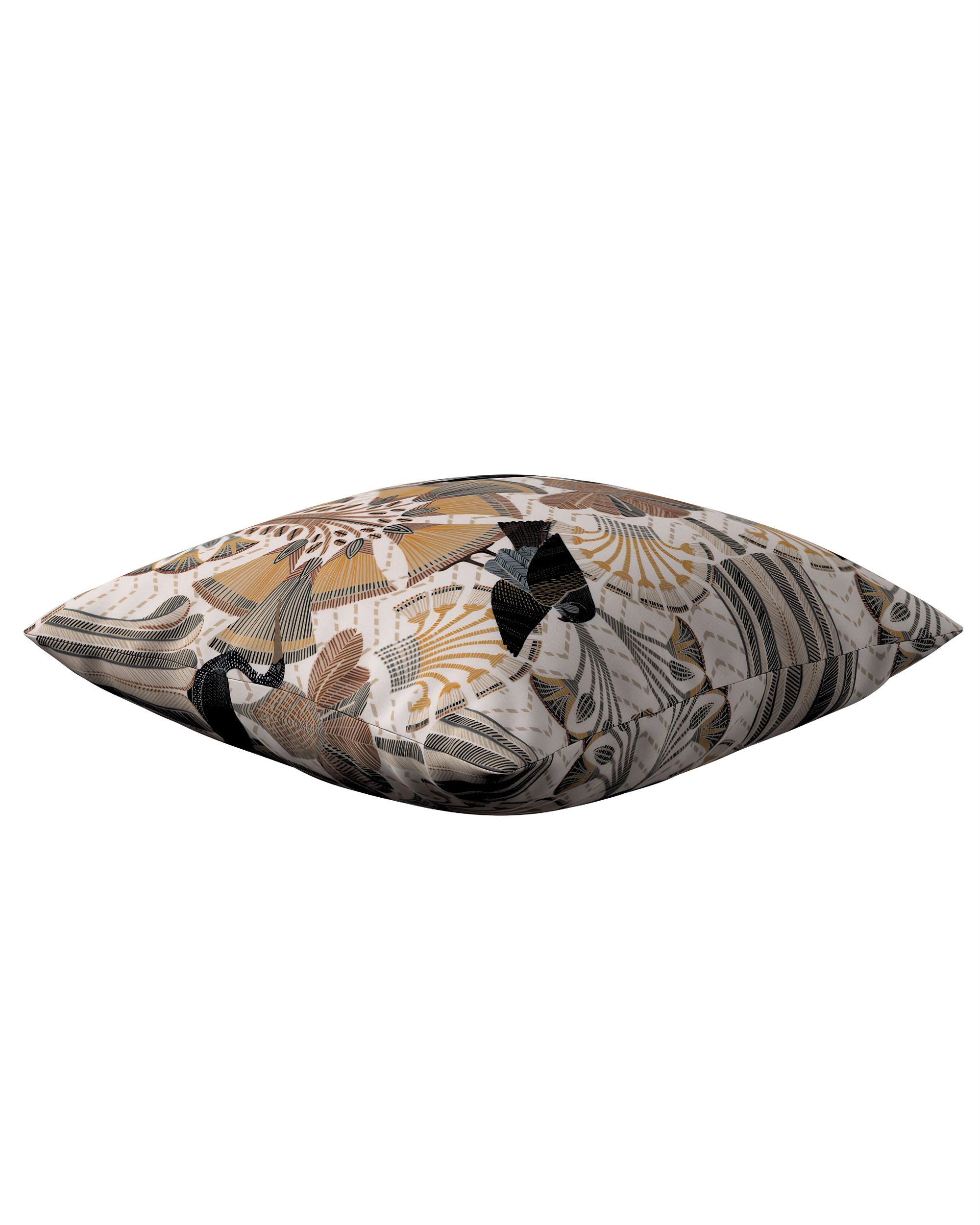 Kinga cushion cover colour brown fabric patterned (hover)