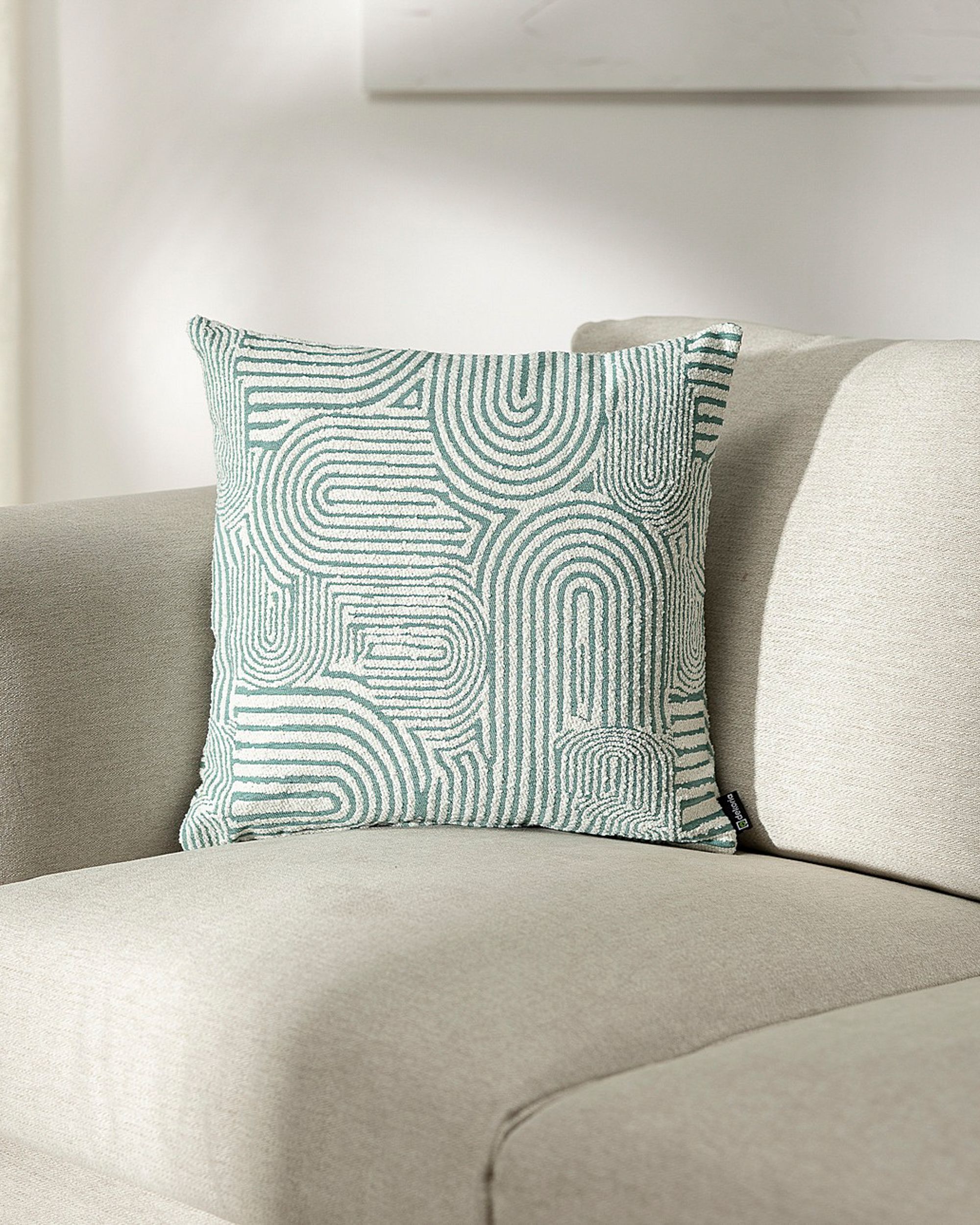 Kinga cushion cover colour green fabric structured, patterned (hover)