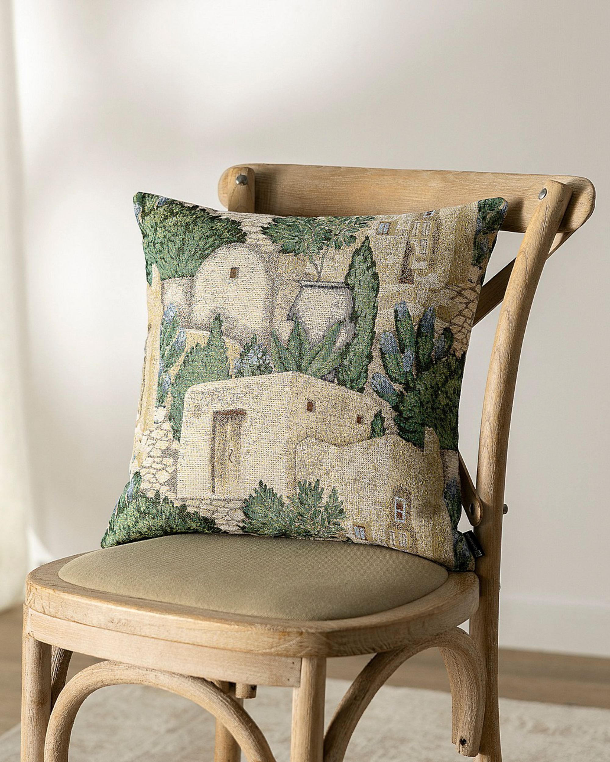 Kinga cushion cover colour beige fabric structured, patterned (hover)