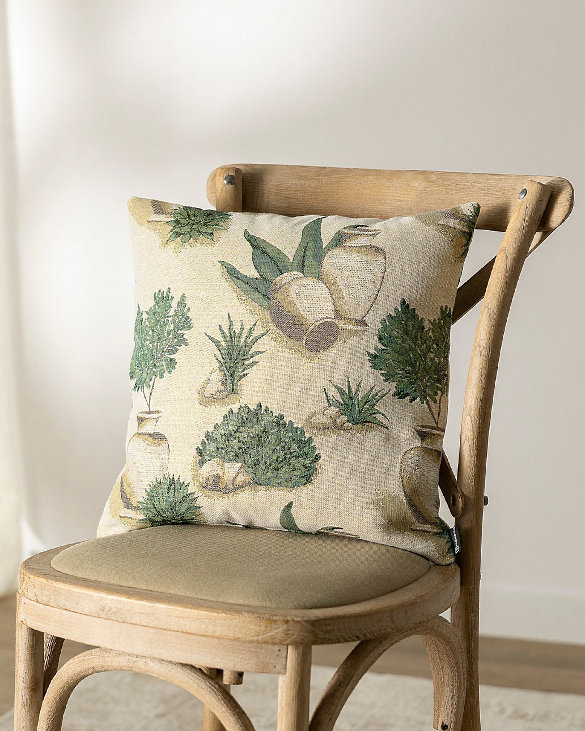 Kinga cushion cover colour beige fabric structured, patterned (hover)