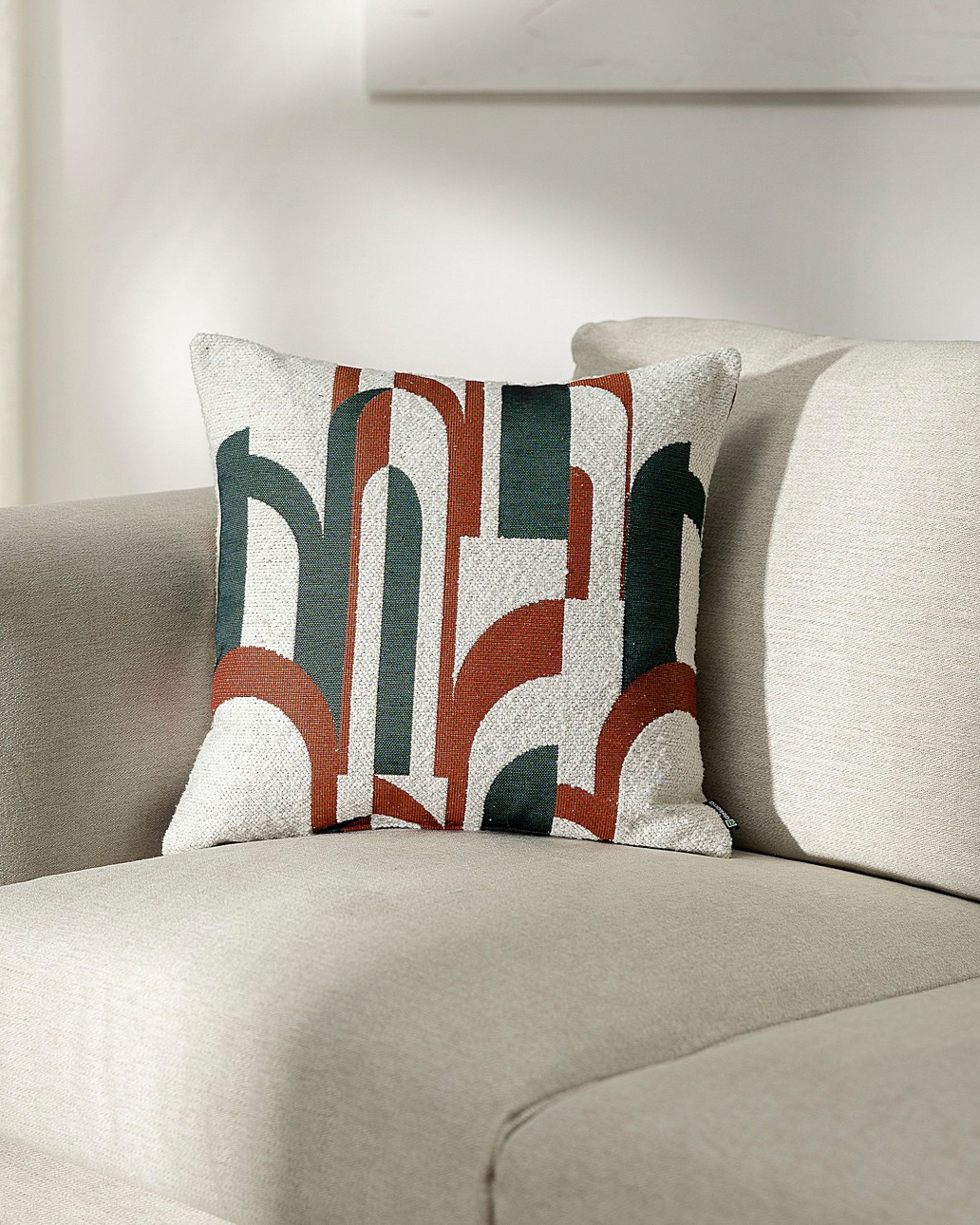 Kinga cushion cover colour green fabric structured, patterned (hover)