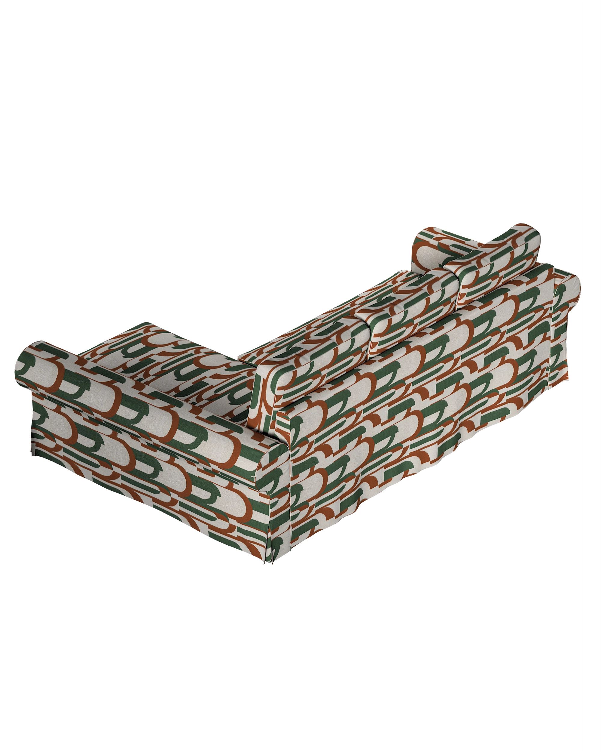 Backabro sofa bed with chaise longue cover colour green fabric structured, patterned (hover)