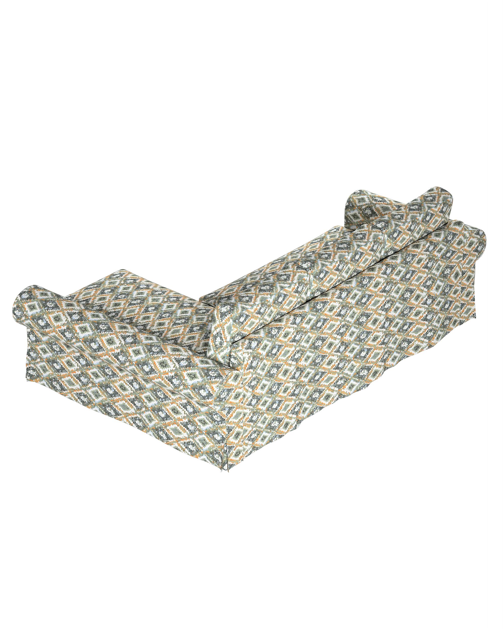 Backabro sofa bed with chaise longue cover colour blue fabric structured, patterned (hover)