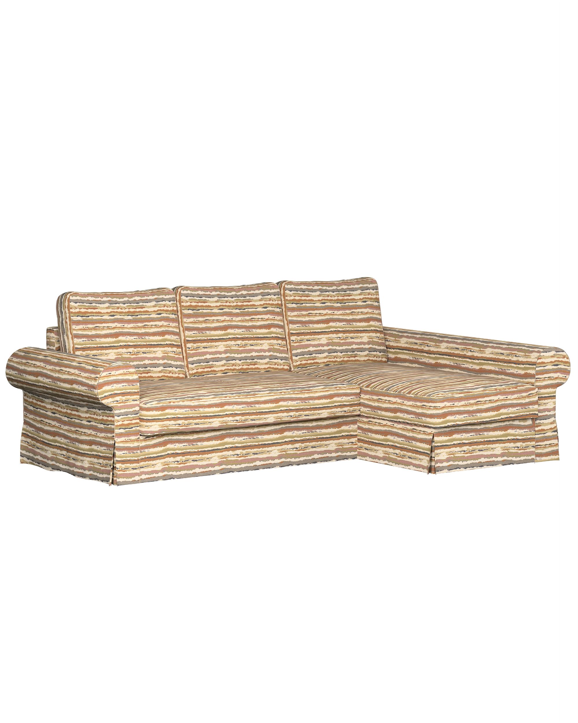 Backabro sofa bed with chaise longue cover colour beige fabric structured, patterned