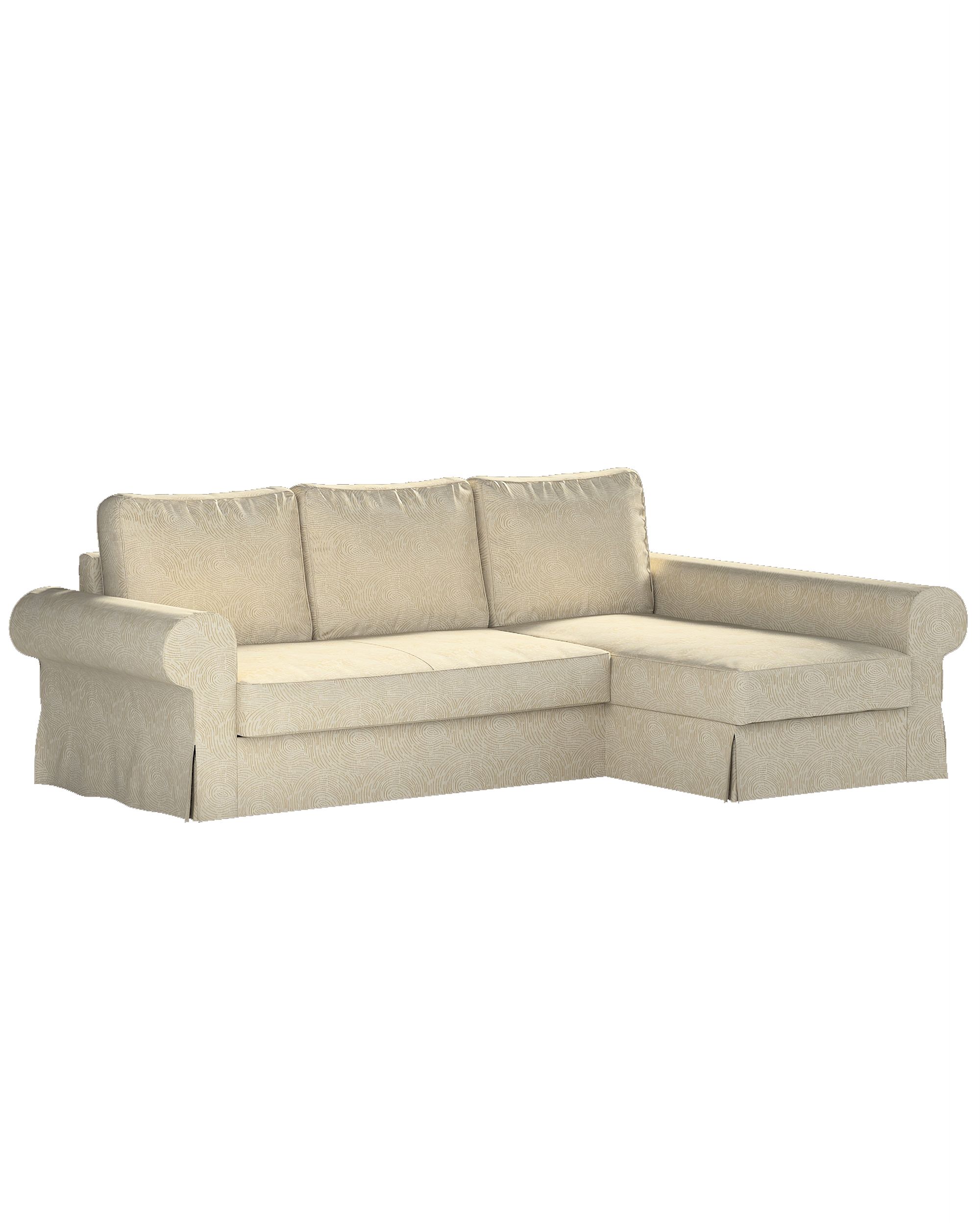 Backabro sofa bed with chaise longue cover colour beige fabric gloss, structured, patterned