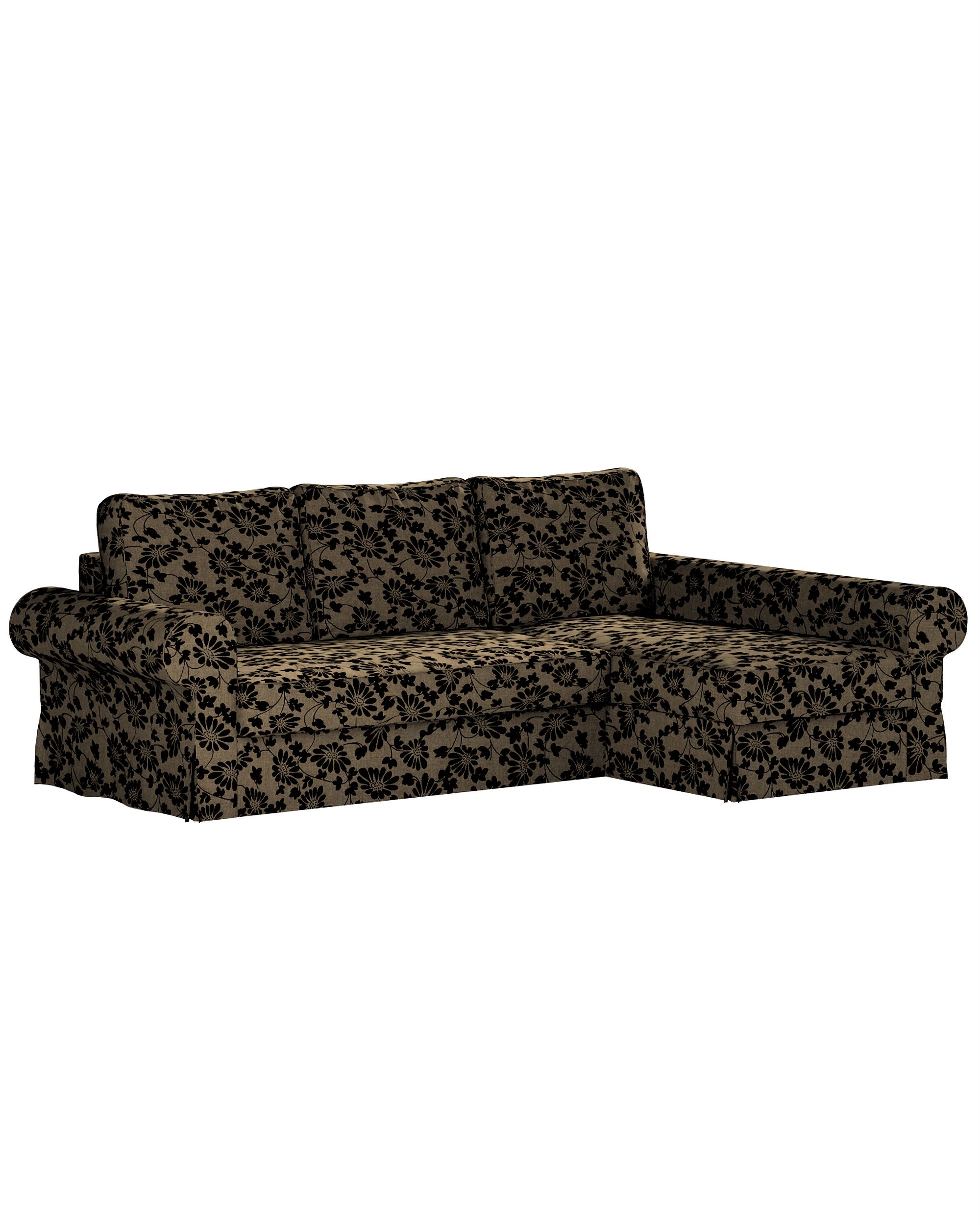 Backabro sofa bed with chaise longue cover colour beige fabric structured, patterned