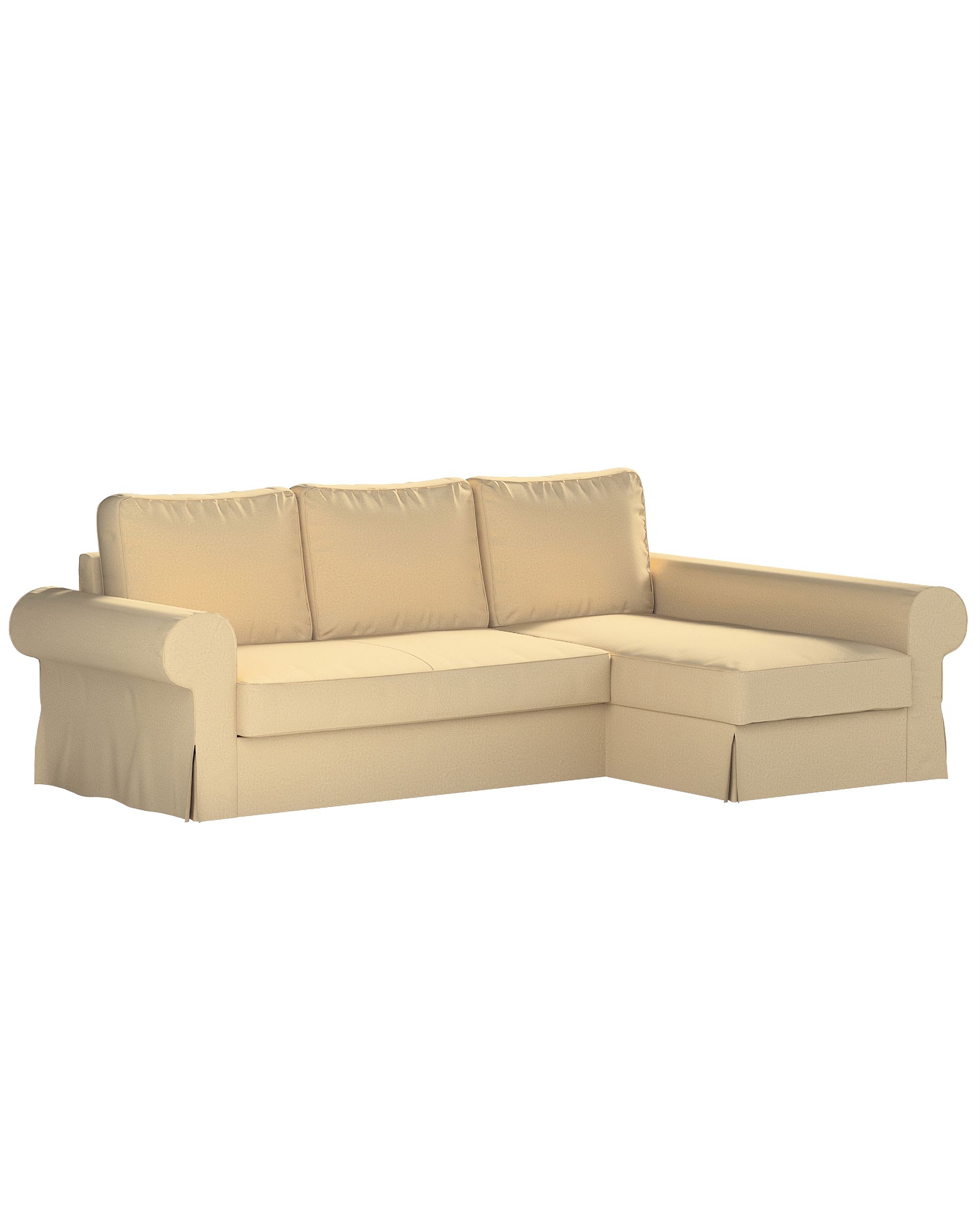 Backabro sofa bed with chaise longue cover colour beige fabric gloss, structured