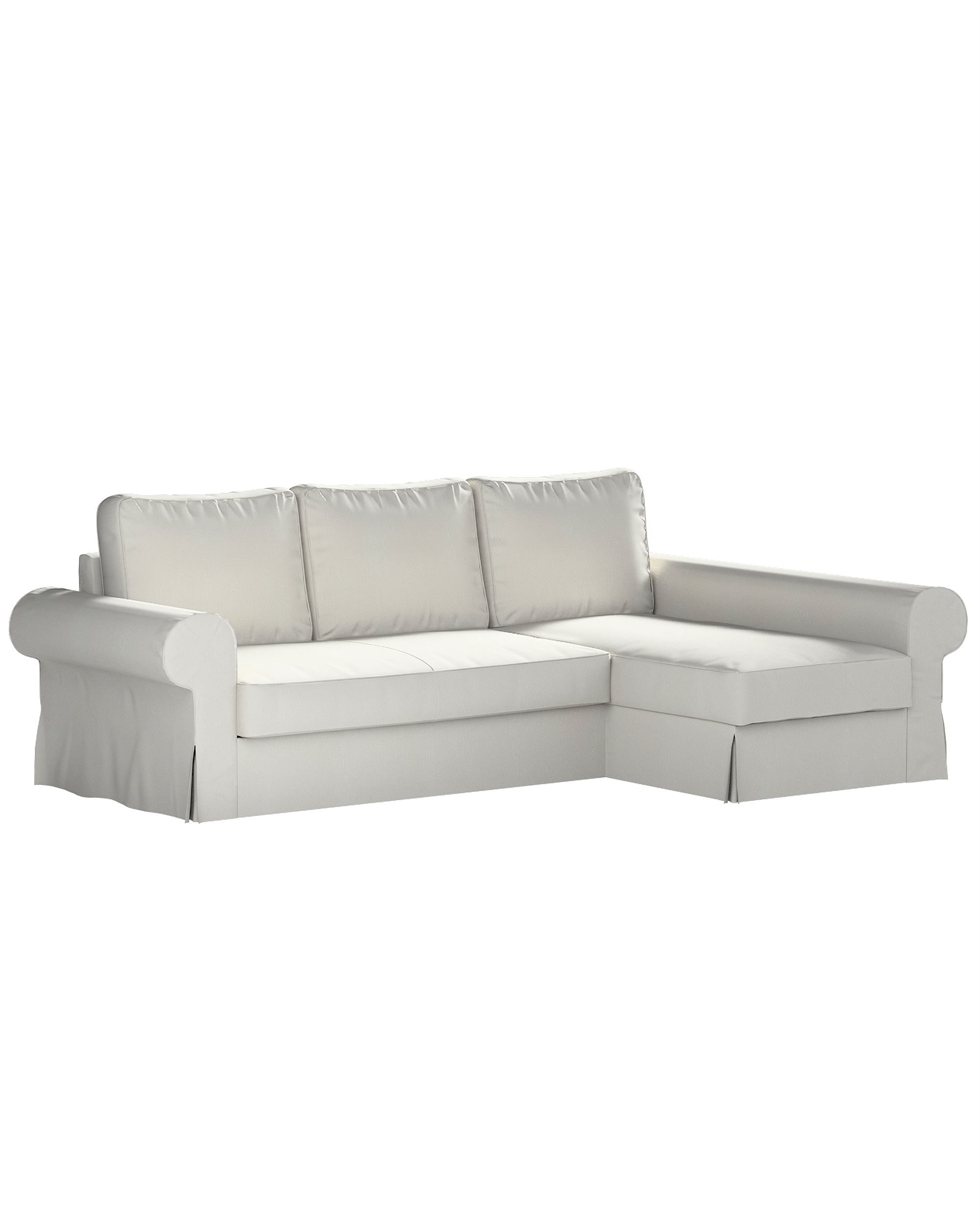 Backabro sofa bed with chaise longue cover colour grey fabric gloss, structured, velvet