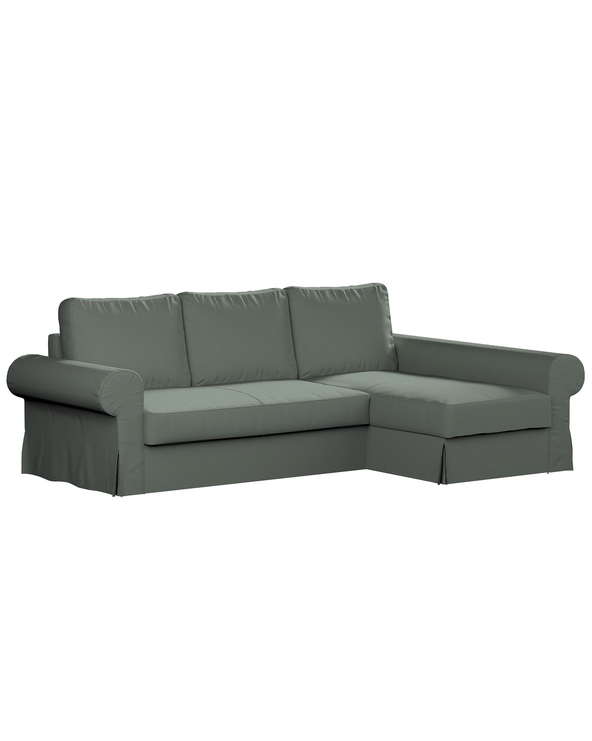 Backabro sofa bed with chaise longue cover colour green fabric structured