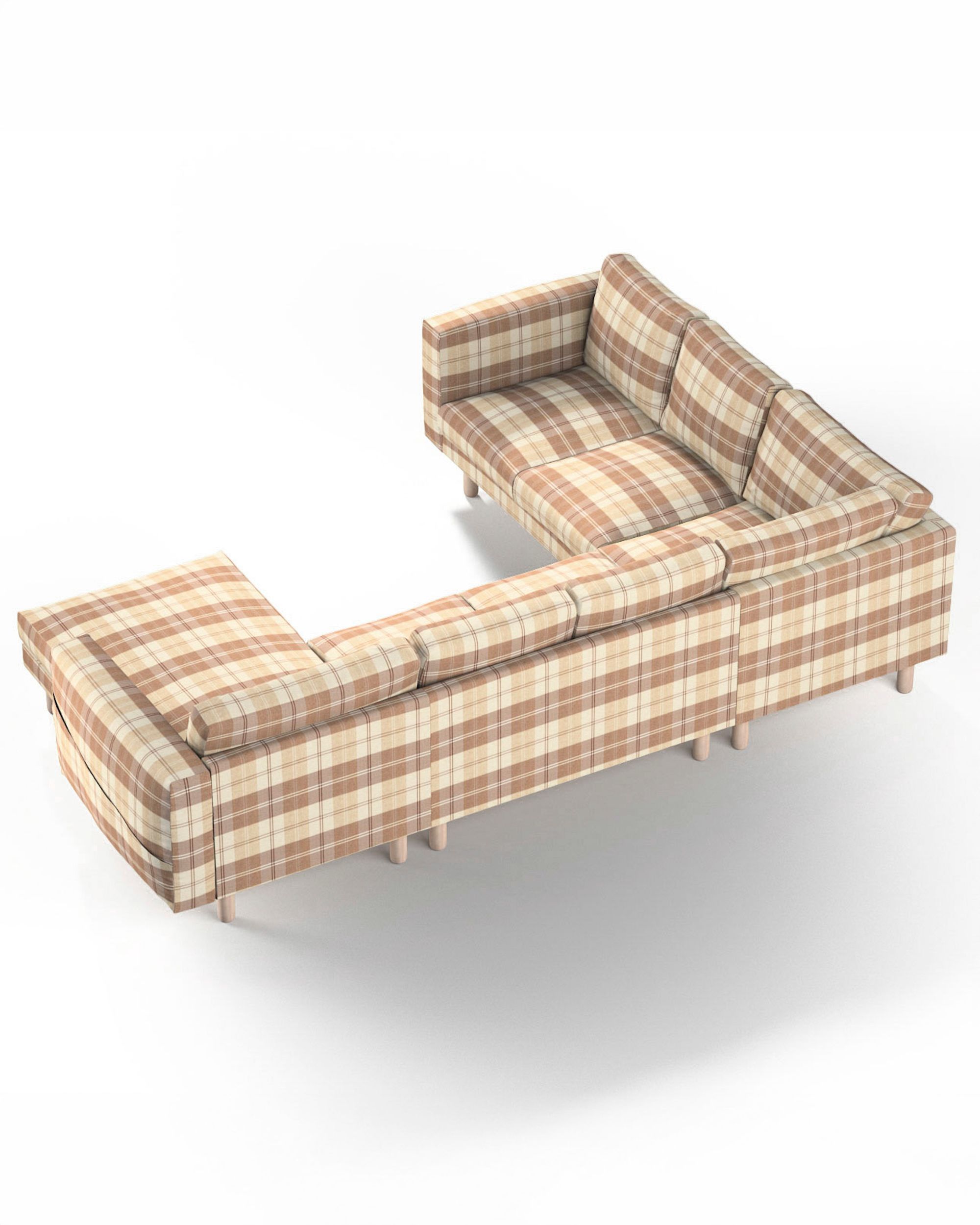 Norsborg 5-seat corner sofa with chaise longue cover colour beige fabric structured, patterned (hover)