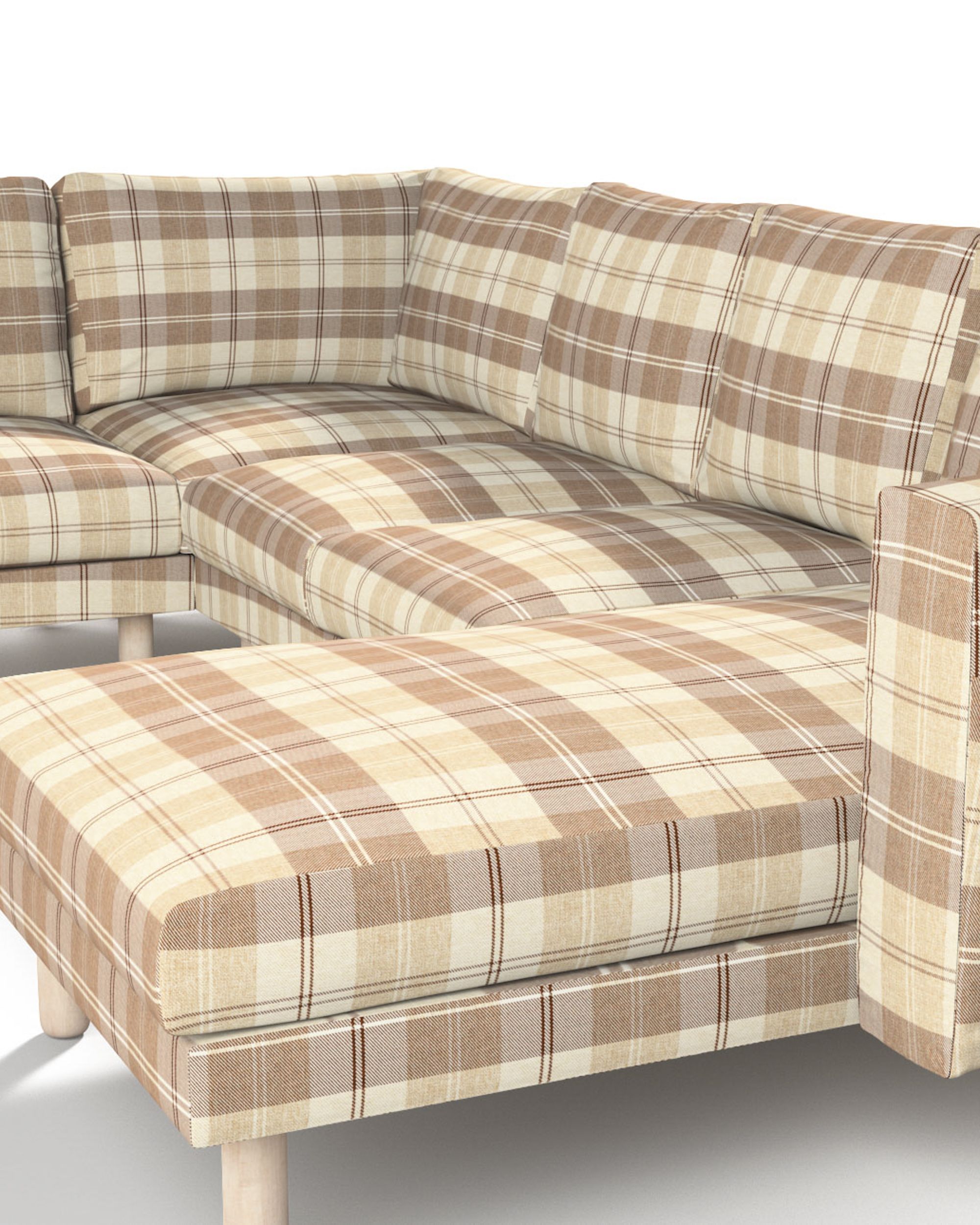 Norsborg 5-seat corner sofa with chaise longue cover colour beige fabric structured, patterned (hover)
