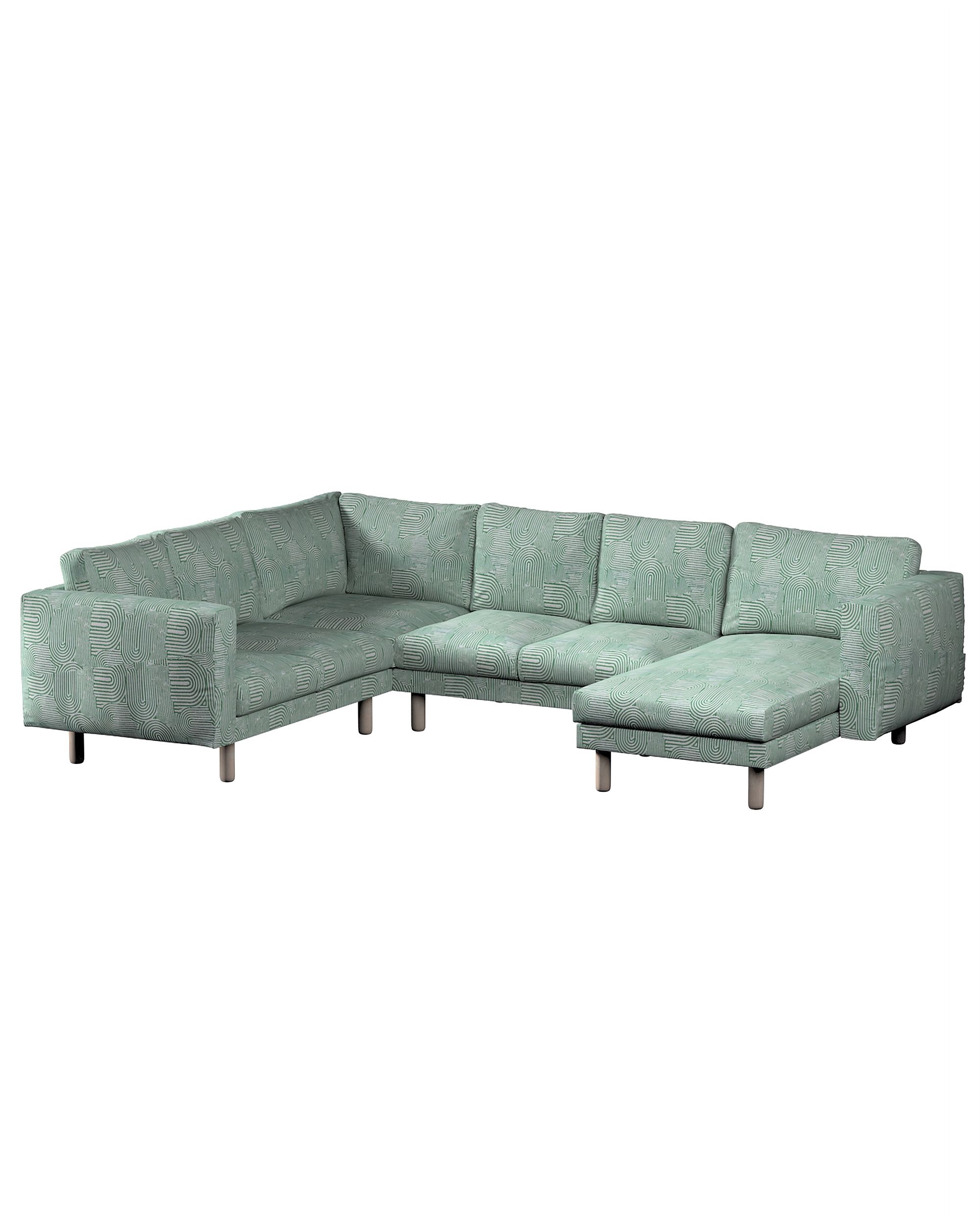 Norsborg 5-seat corner sofa with chaise longue cover colour green fabric structured, patterned