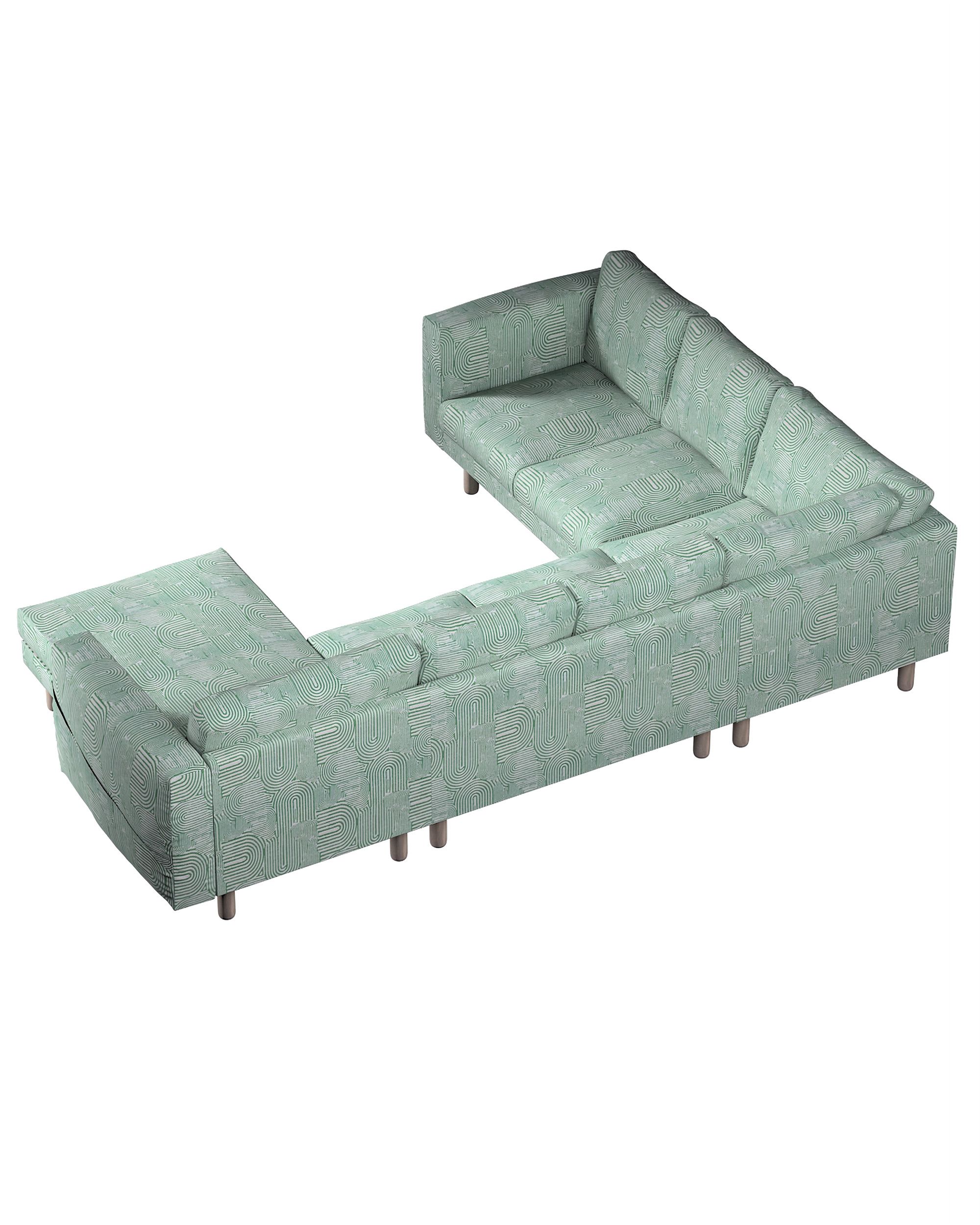 Norsborg 5-seat corner sofa with chaise longue cover colour green fabric structured, patterned (hover)