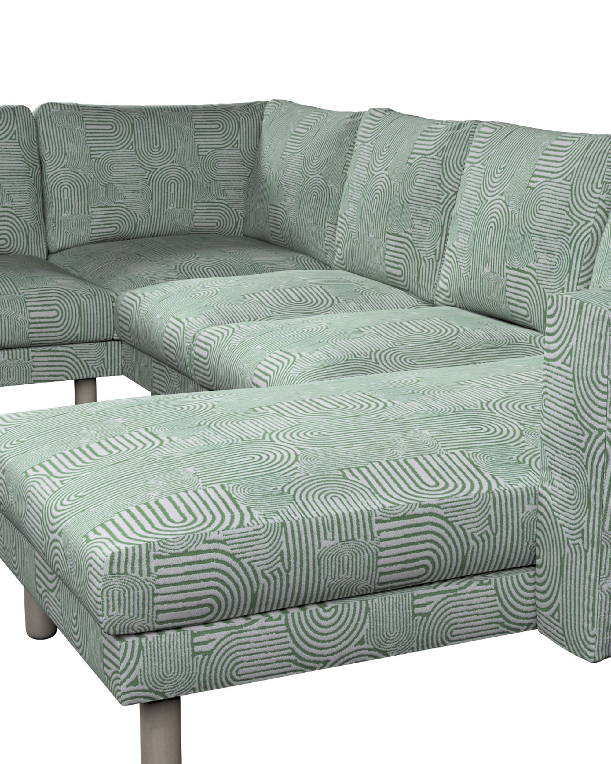 Norsborg 5-seat corner sofa with chaise longue cover colour green fabric structured, patterned (hover)