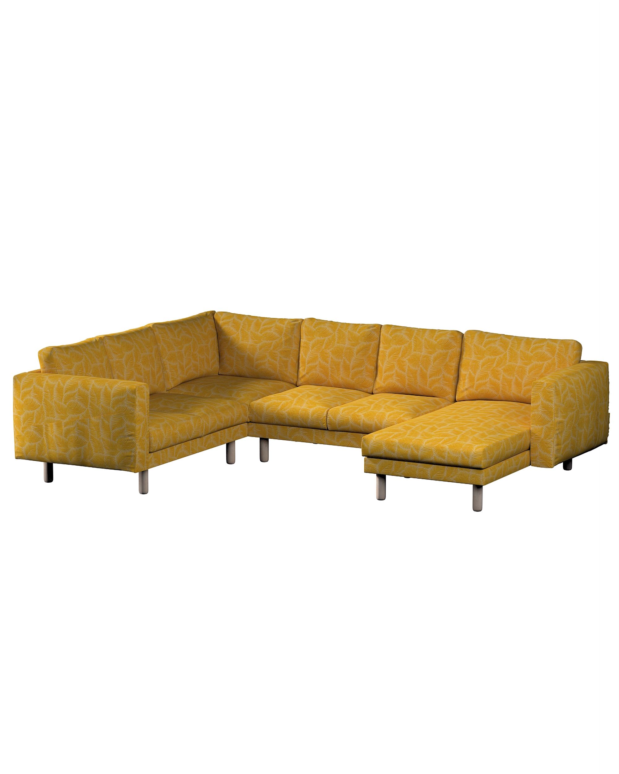 Norsborg 5-seat corner sofa with chaise longue cover colour yellow fabric structured, patterned