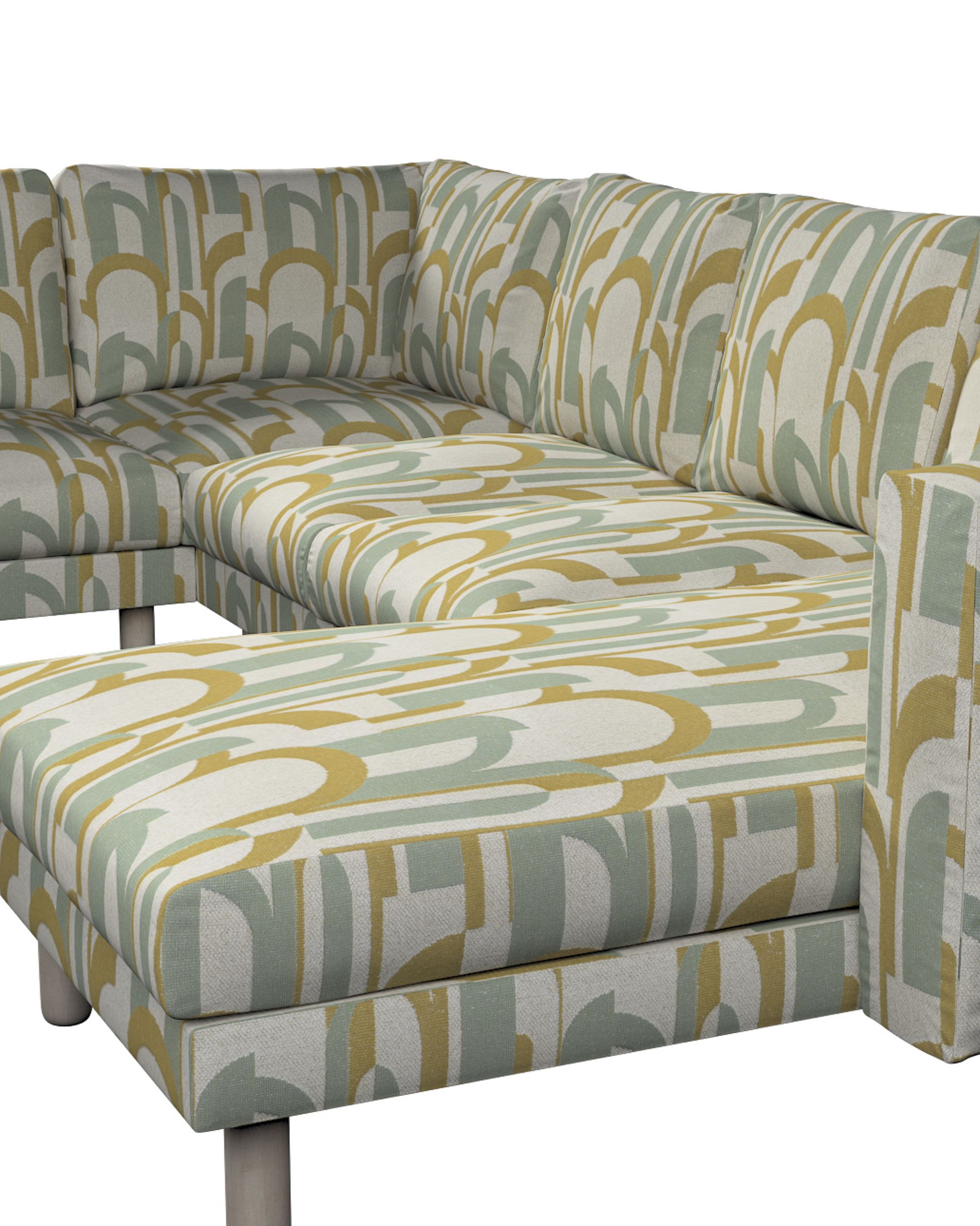 Norsborg 5-seat corner sofa with chaise longue cover colour green fabric structured, patterned (hover)
