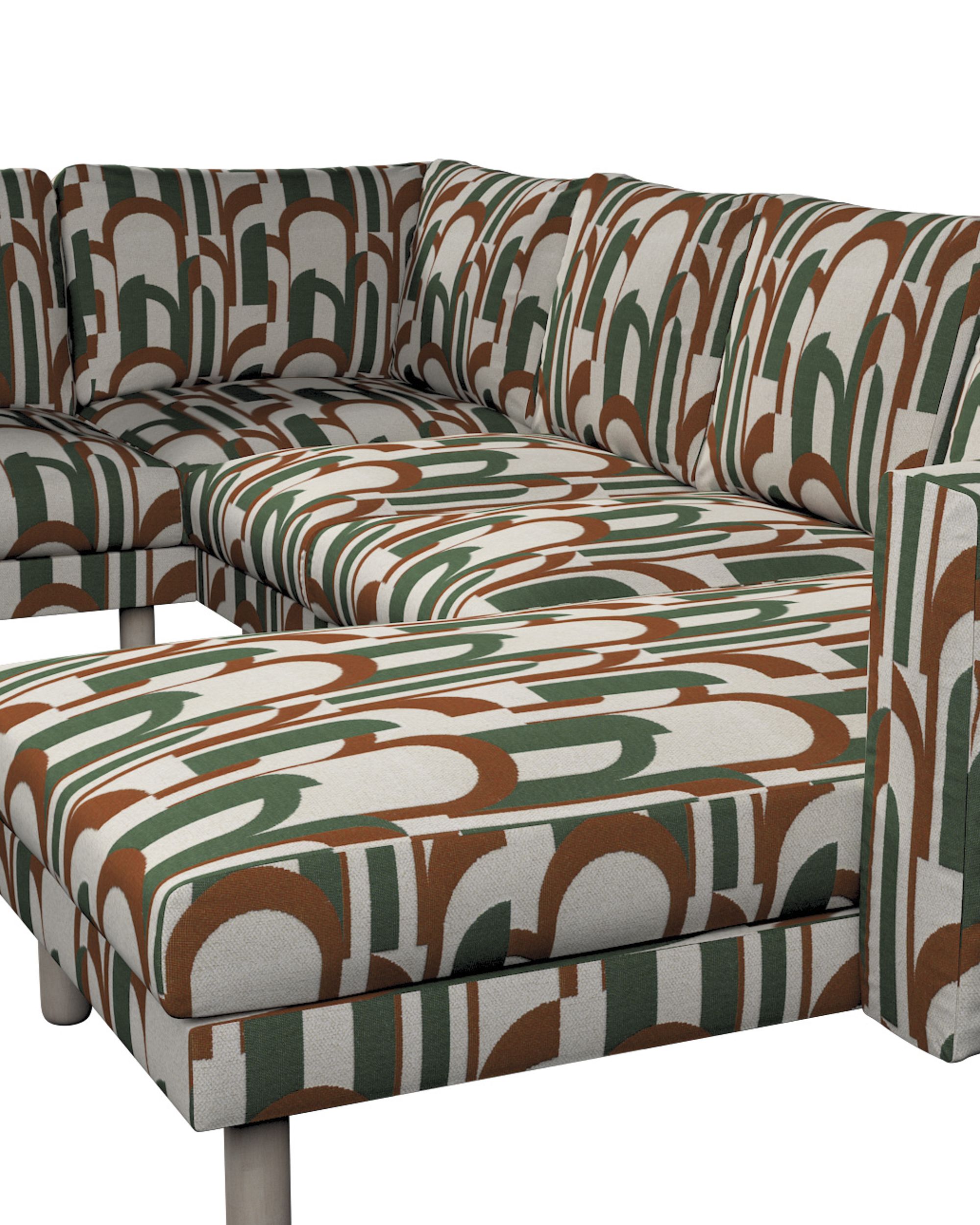 Norsborg 5-seat corner sofa with chaise longue cover colour green fabric structured, patterned (hover)