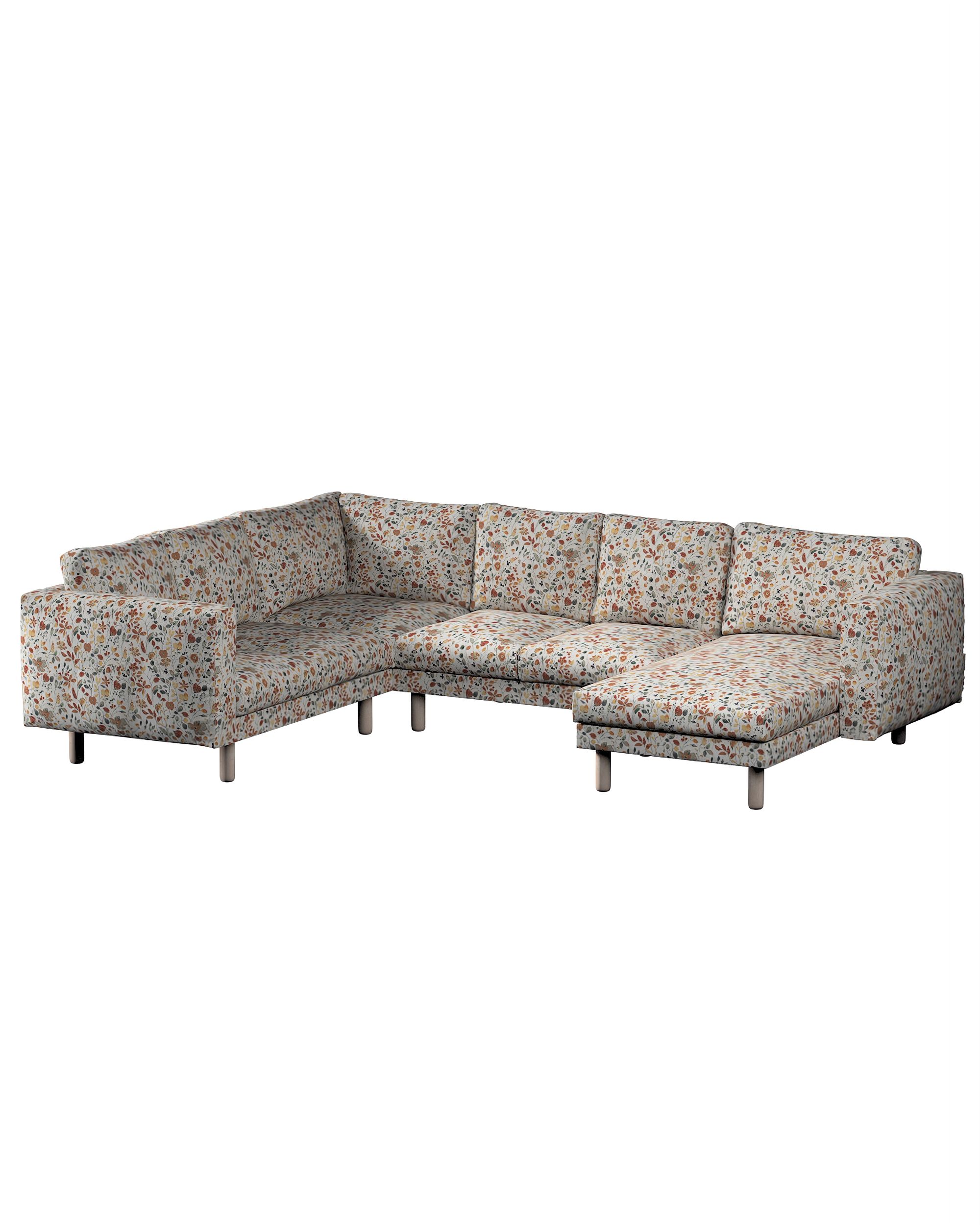 Norsborg 5-seat corner sofa with chaise longue cover colour orange fabric structured, patterned