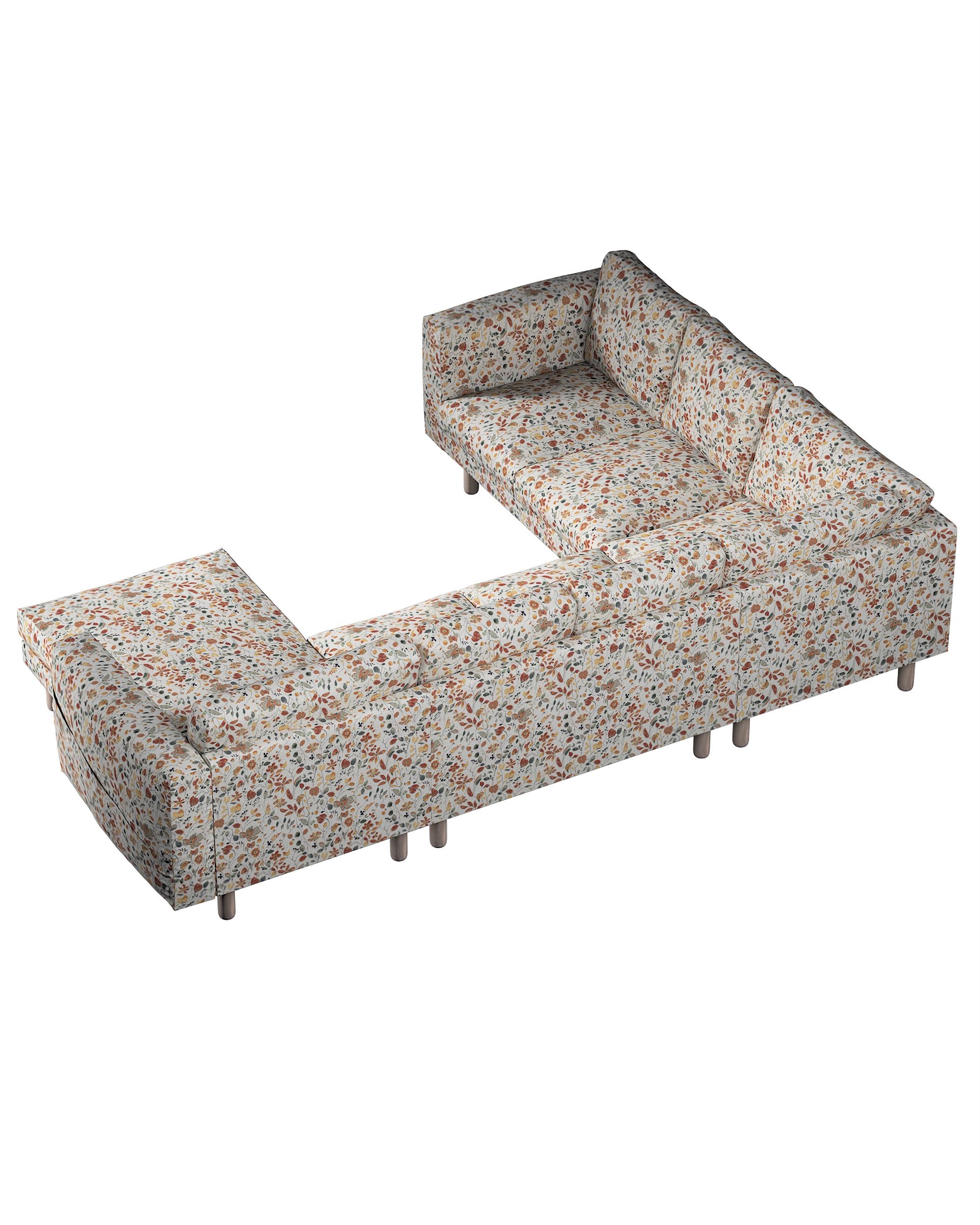 Norsborg 5-seat corner sofa with chaise longue cover colour orange fabric structured, patterned (hover)