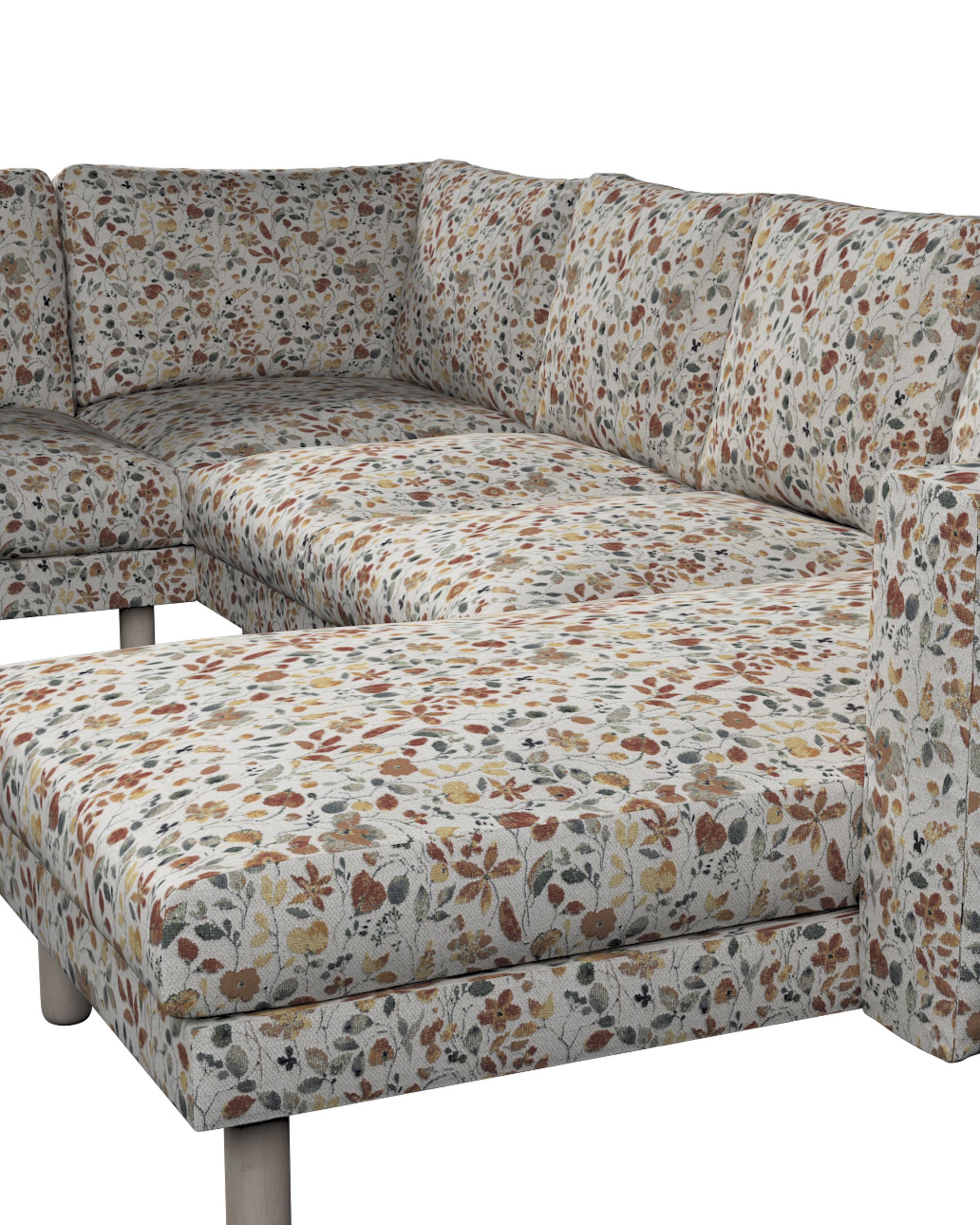 Norsborg 5-seat corner sofa with chaise longue cover colour orange fabric structured, patterned (hover)