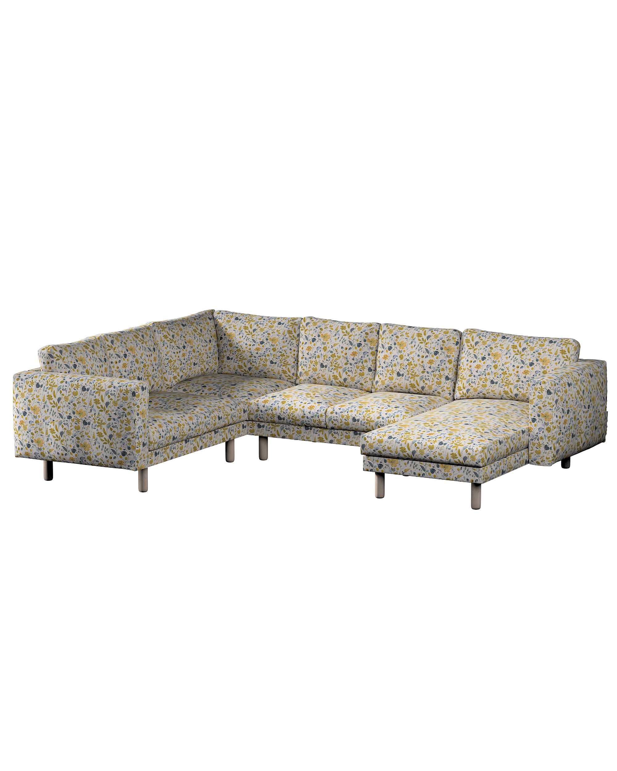 Norsborg 5-seat corner sofa with chaise longue cover colour yellow fabric structured, patterned