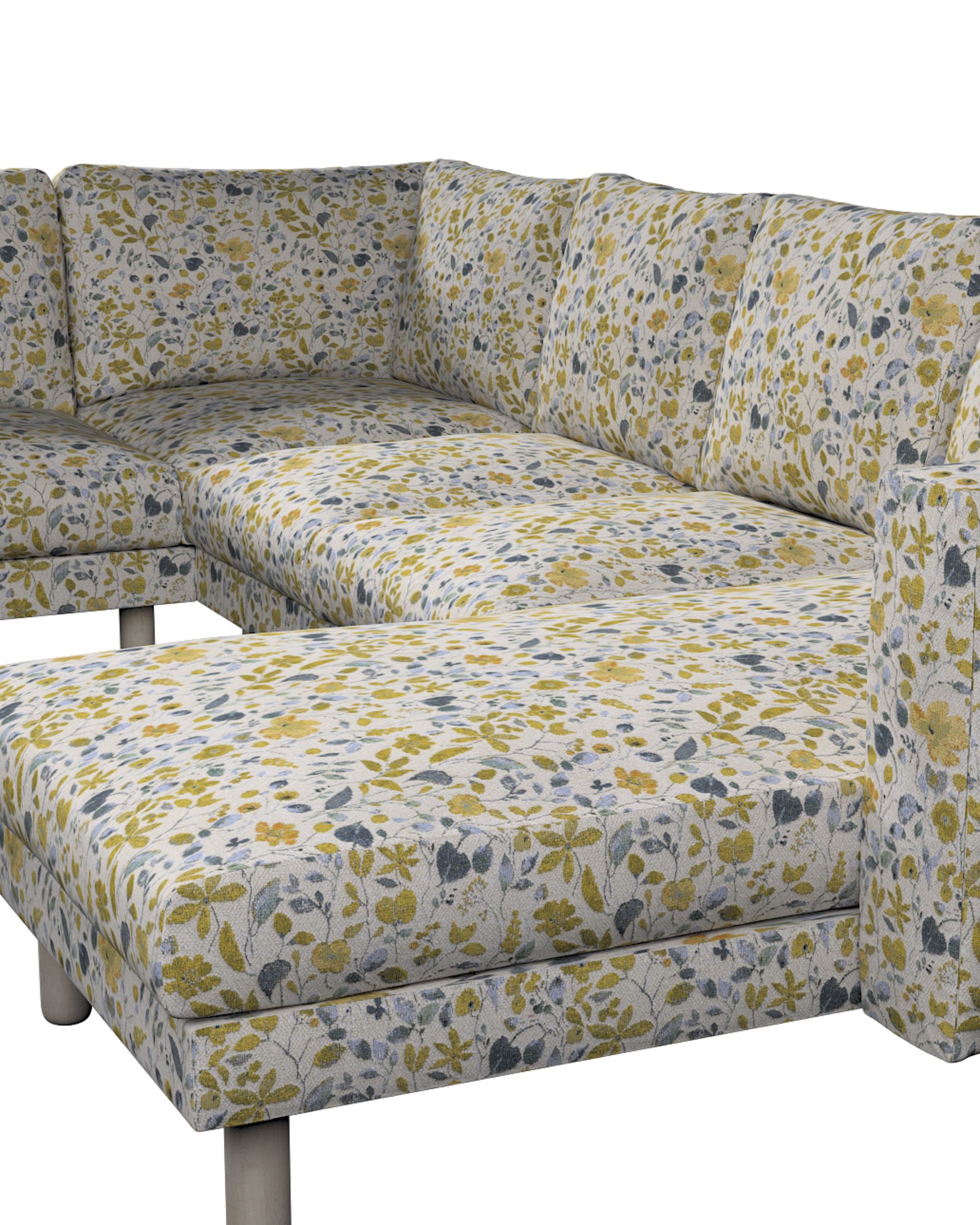 Norsborg 5-seat corner sofa with chaise longue cover colour yellow fabric structured, patterned (hover)