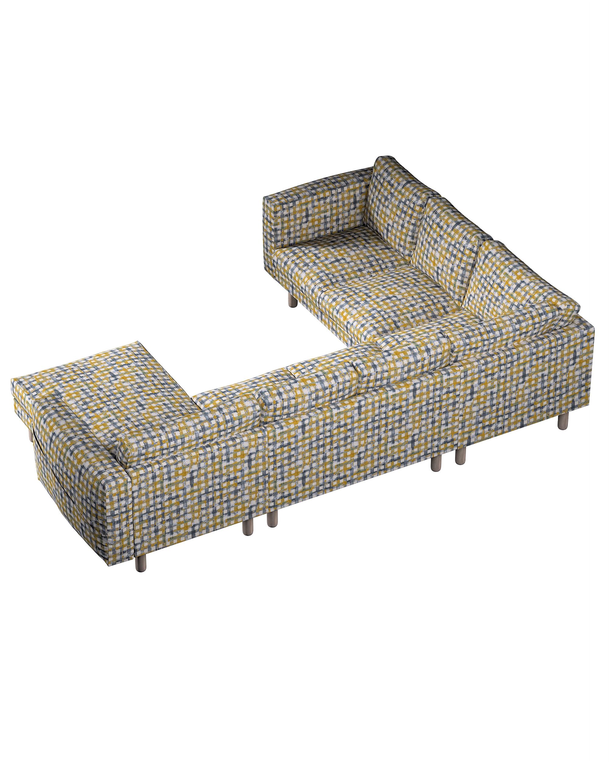 Norsborg 5-seat corner sofa with chaise longue cover colour blue fabric structured, patterned (hover)