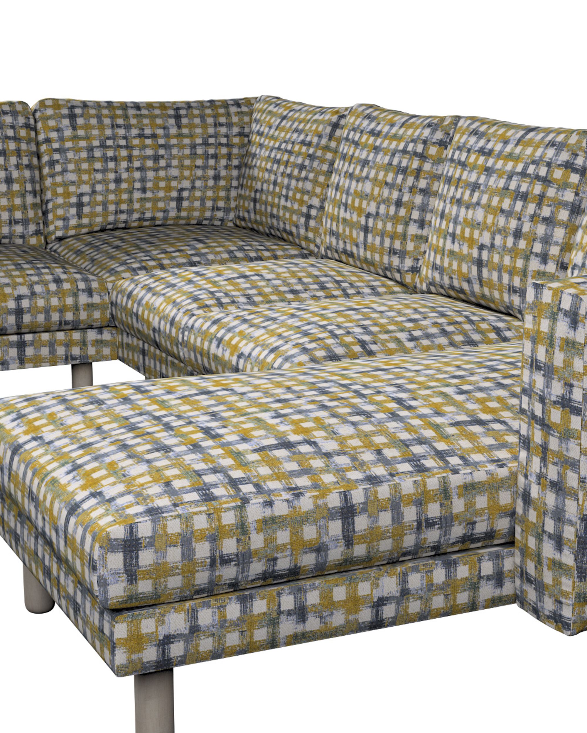 Norsborg 5-seat corner sofa with chaise longue cover colour blue fabric structured, patterned (hover)