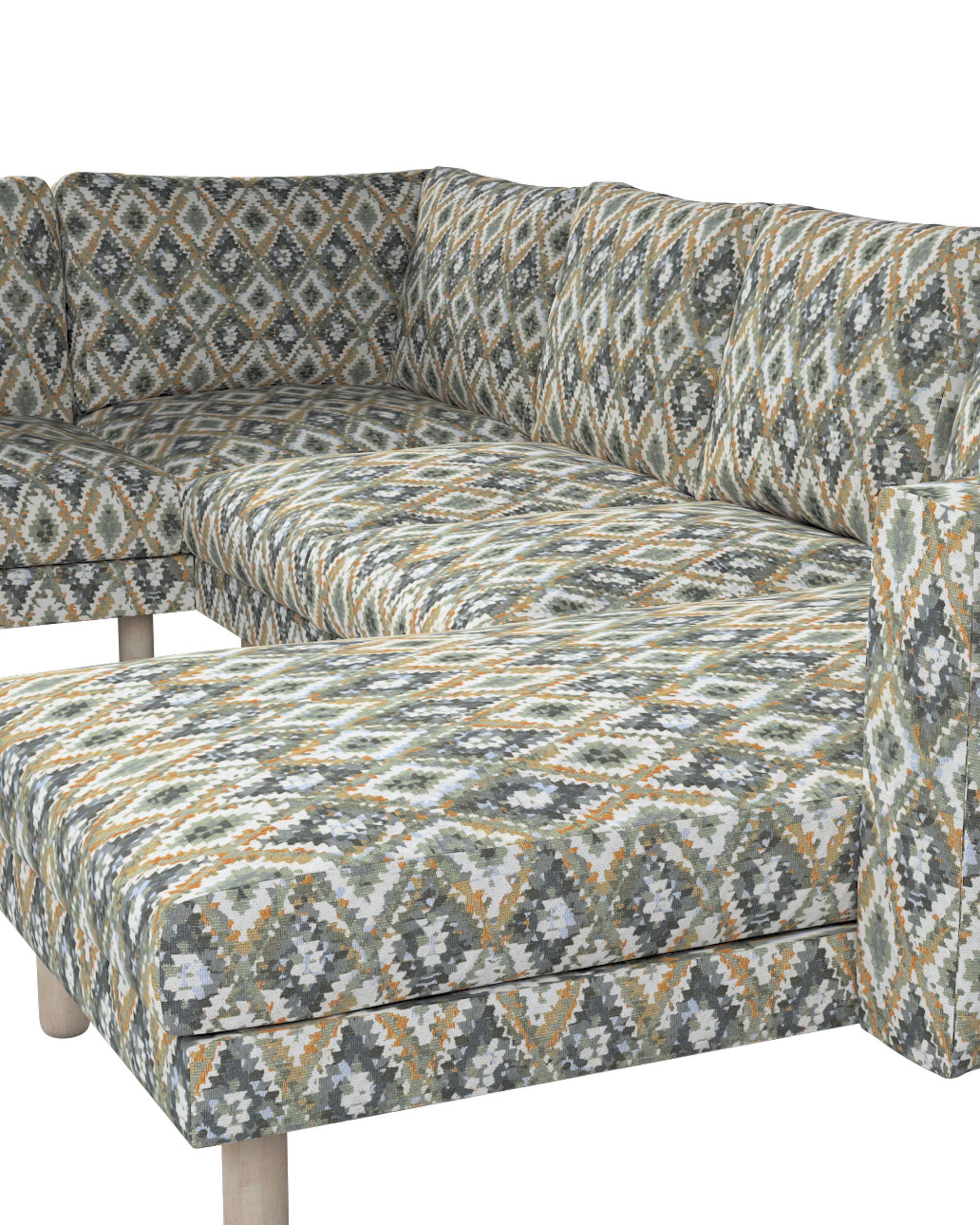 Norsborg 5-seat corner sofa with chaise longue cover colour blue fabric structured, patterned (hover)
