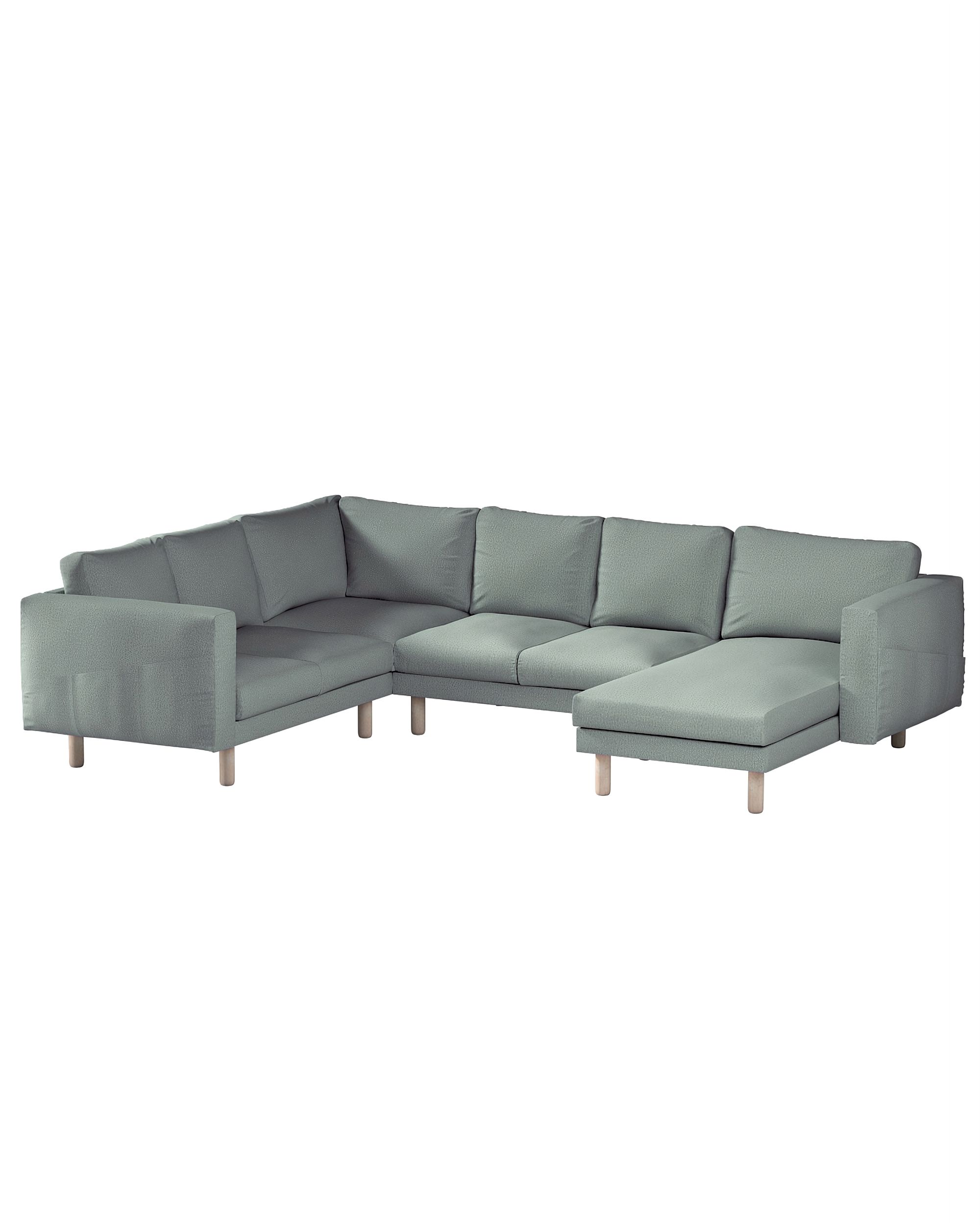 Norsborg 5-seat corner sofa with chaise longue cover colour green fabric structured