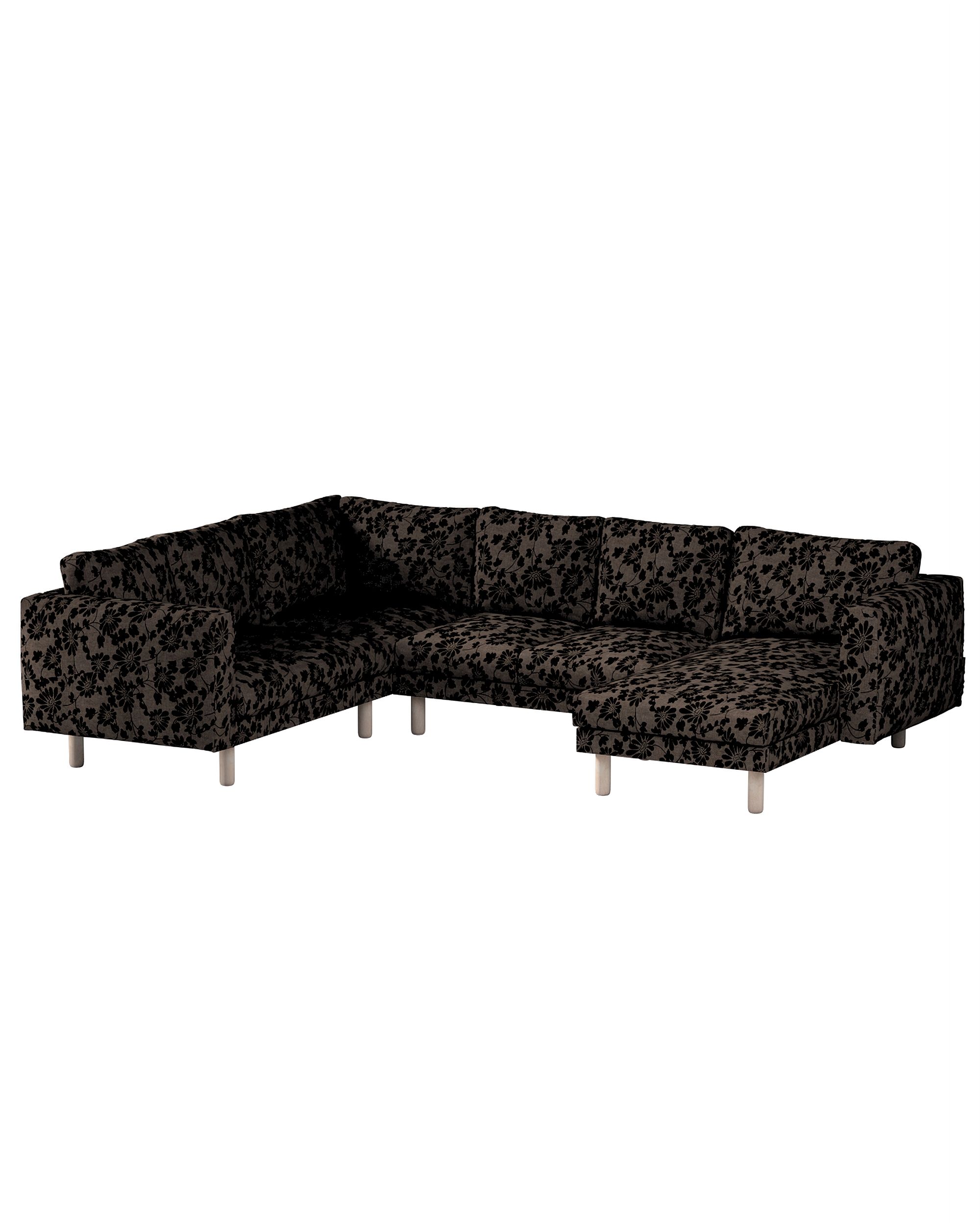 Norsborg 5-seat corner sofa with chaise longue cover colour brown fabric structured, patterned
