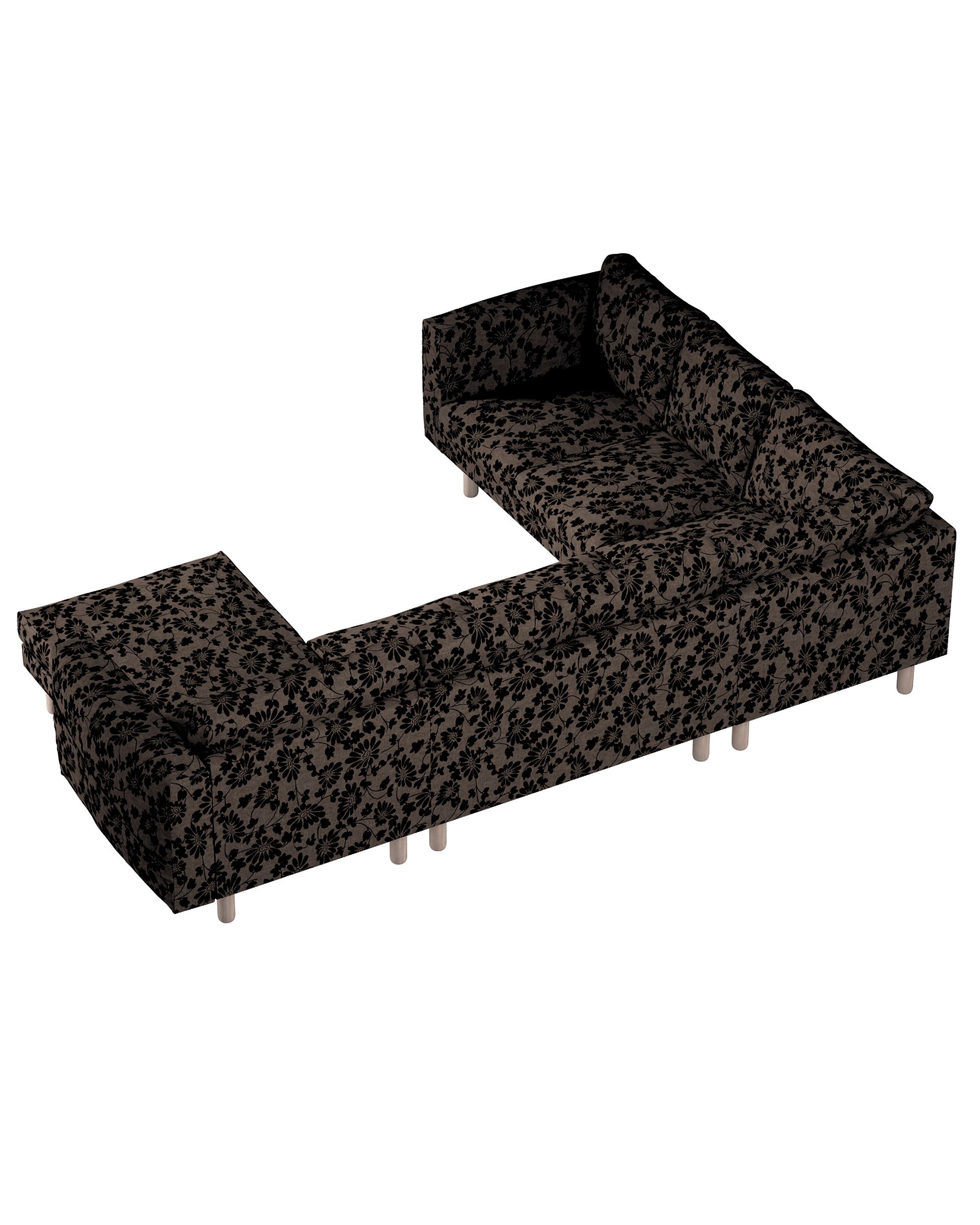 Norsborg 5-seat corner sofa with chaise longue cover colour brown fabric structured, patterned (hover)