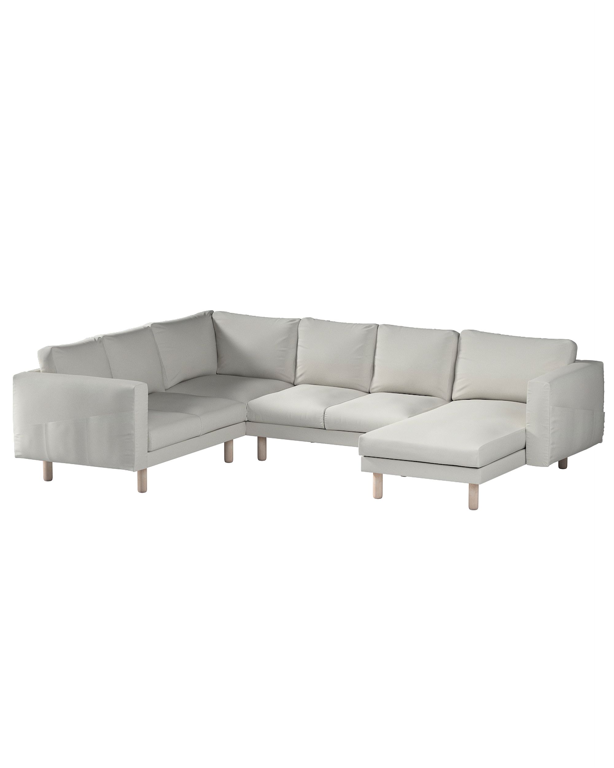 Norsborg 5-seat corner sofa with chaise longue cover colour grey fabric gloss, structured, velvet