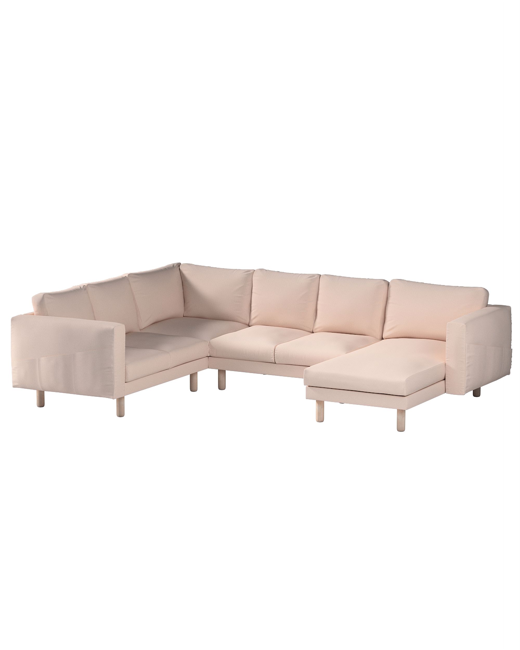 Norsborg 5-seat corner sofa with chaise longue cover colour pink fabric structured
