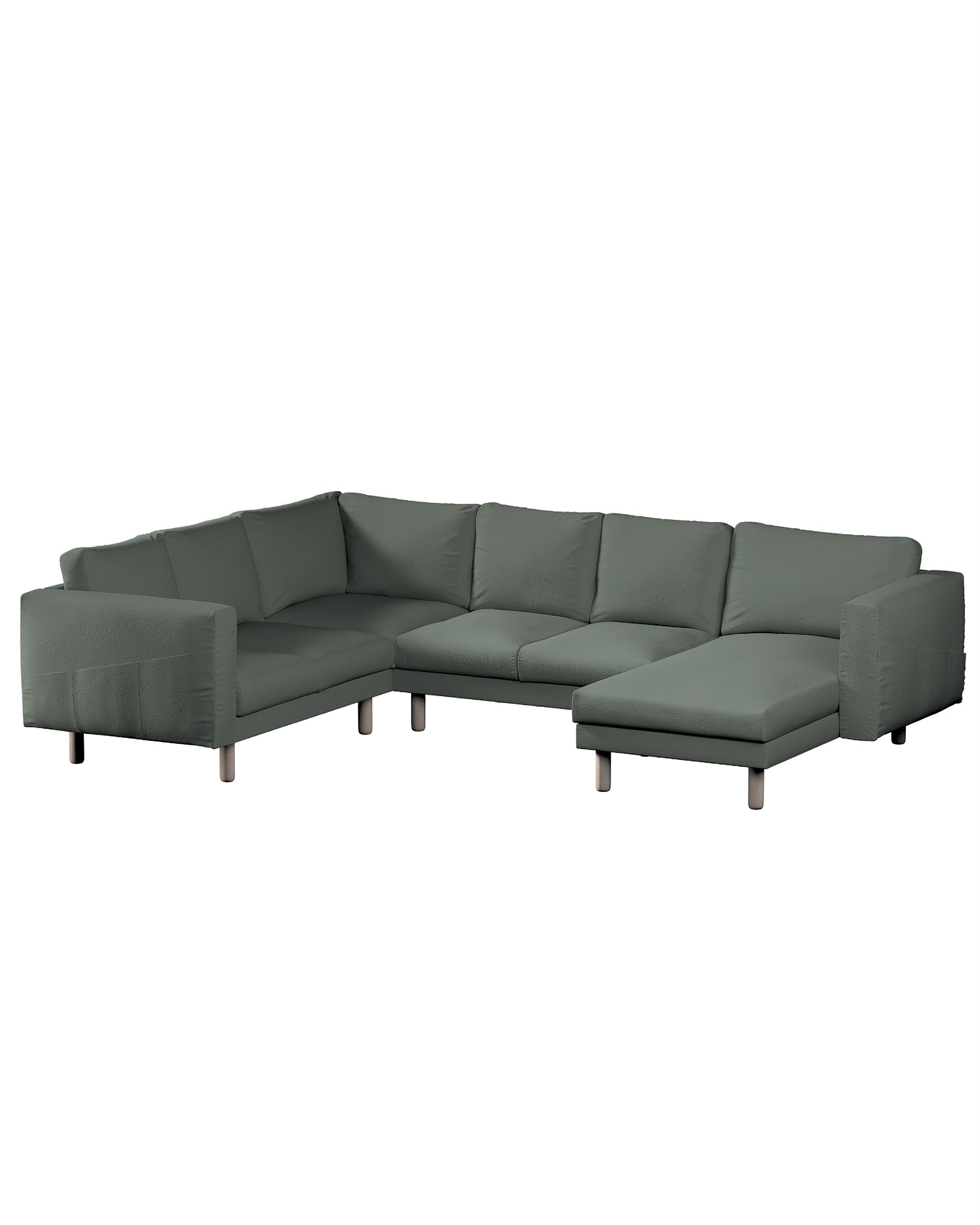 Norsborg 5-seat corner sofa with chaise longue cover colour green fabric structured