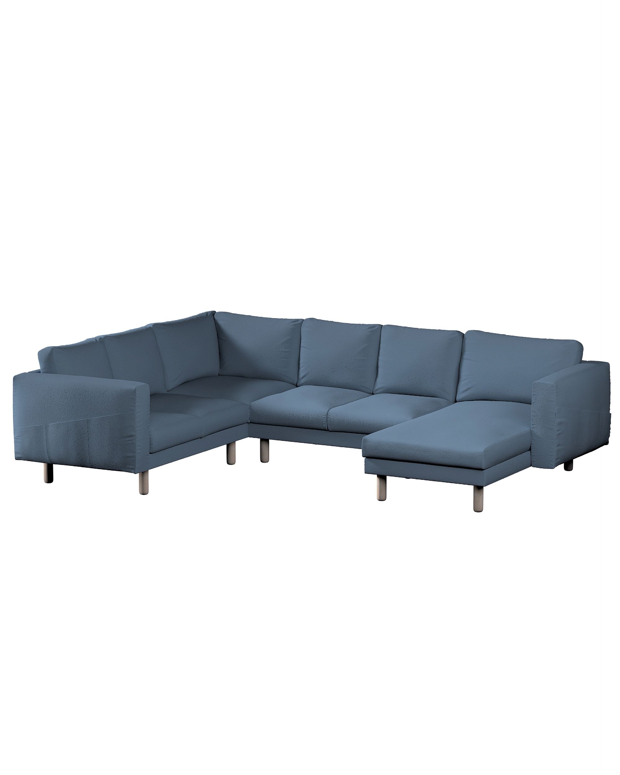 Norsborg 5-seat corner sofa with chaise longue cover colour blue fabric structured