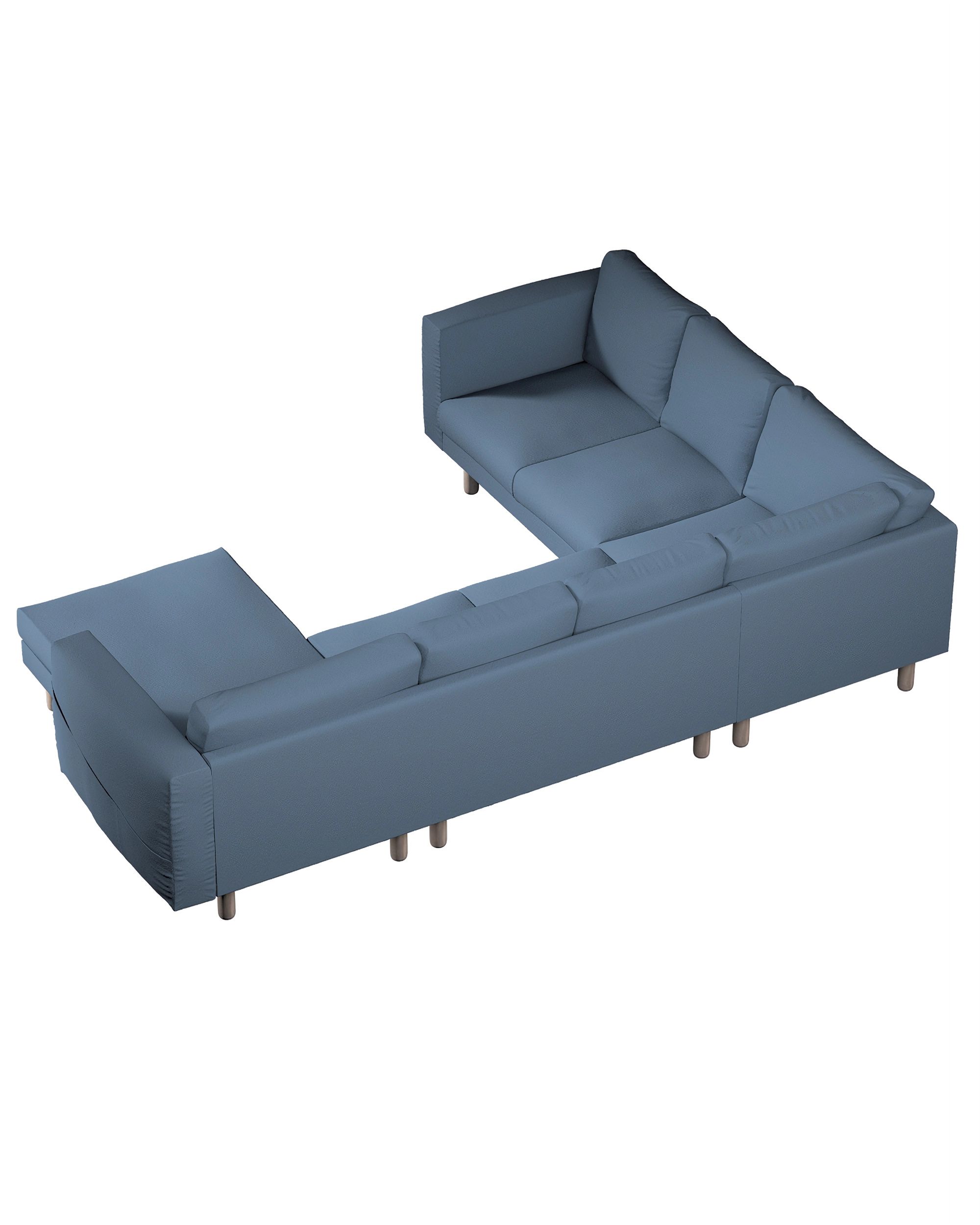 Norsborg 5-seat corner sofa with chaise longue cover colour blue fabric structured (hover)