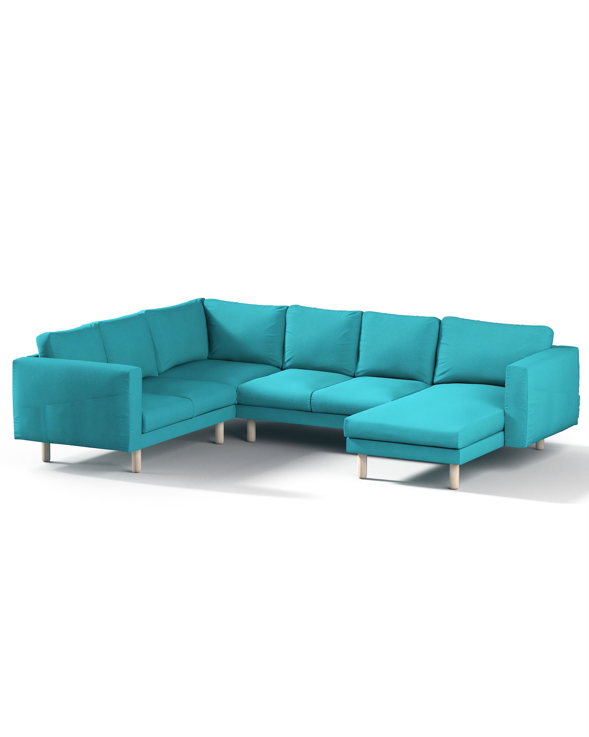 Norsborg 5-seat corner sofa with chaise longue cover colour blue fabric structured