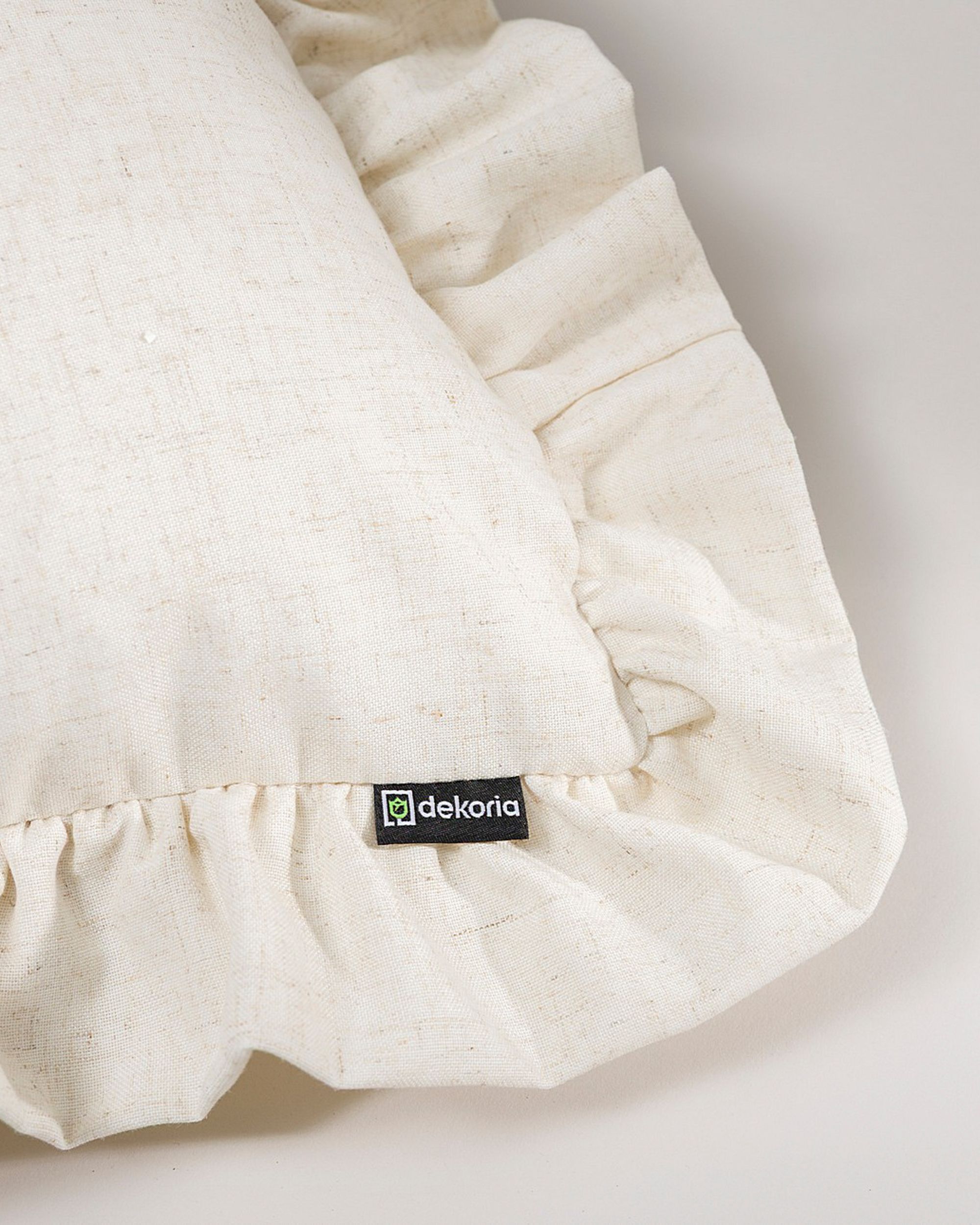 Paula pillowcase with frill colour beige fabric semi-sheer