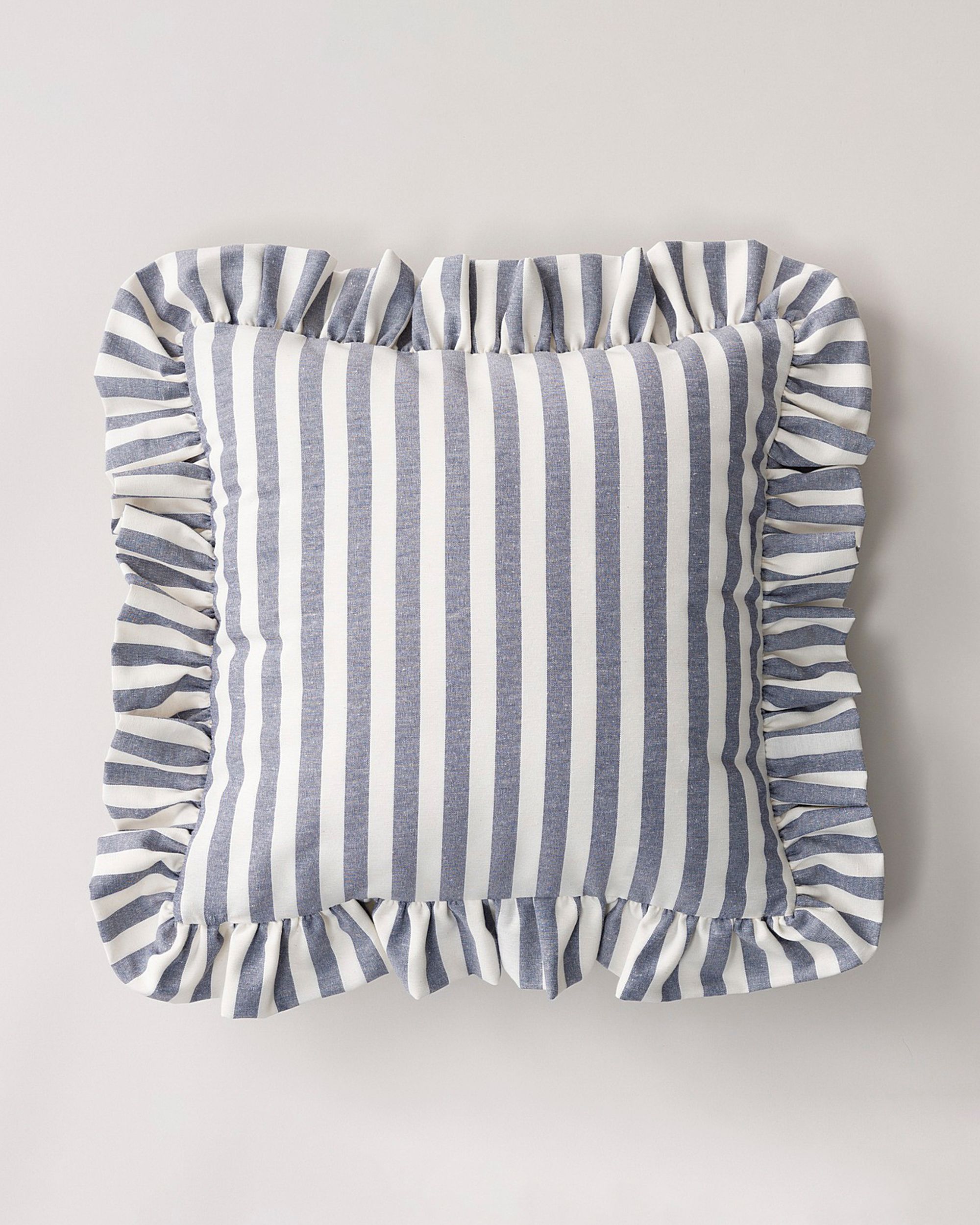 Paula pillowcase with frill colour navy blue fabric patterned