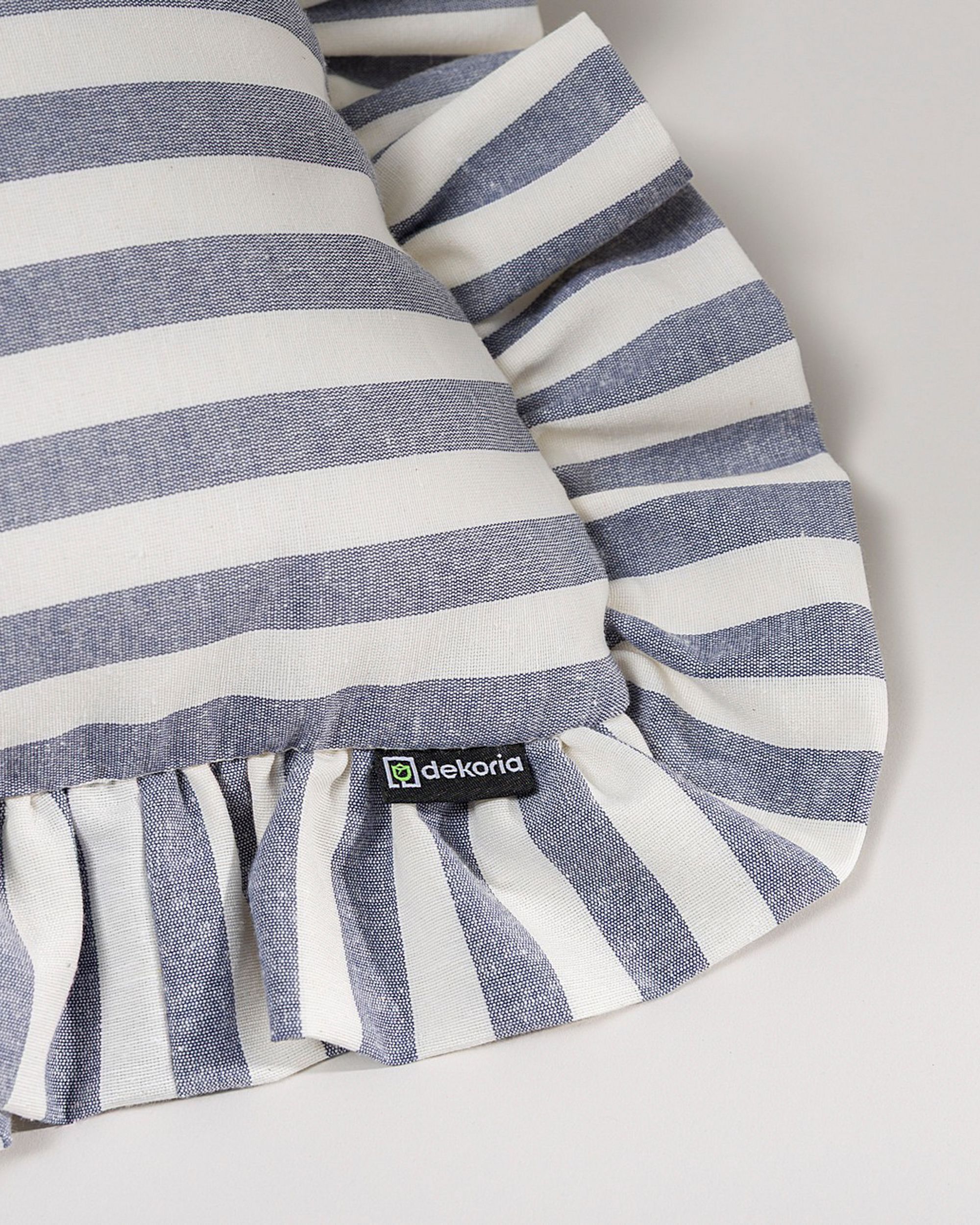 Paula pillowcase with frill colour navy blue fabric patterned (hover)