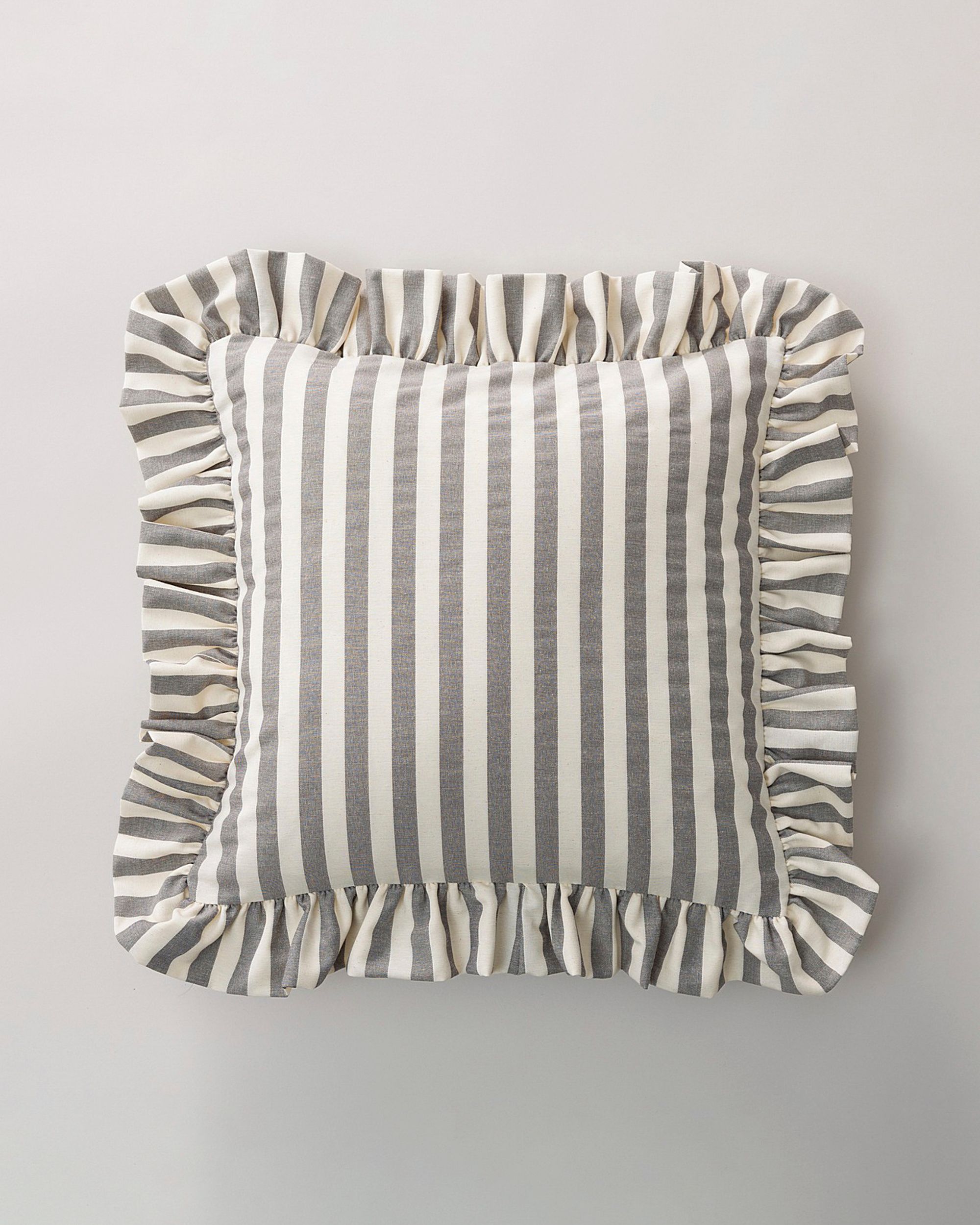 Paula pillowcase with frill colour grey fabric patterned