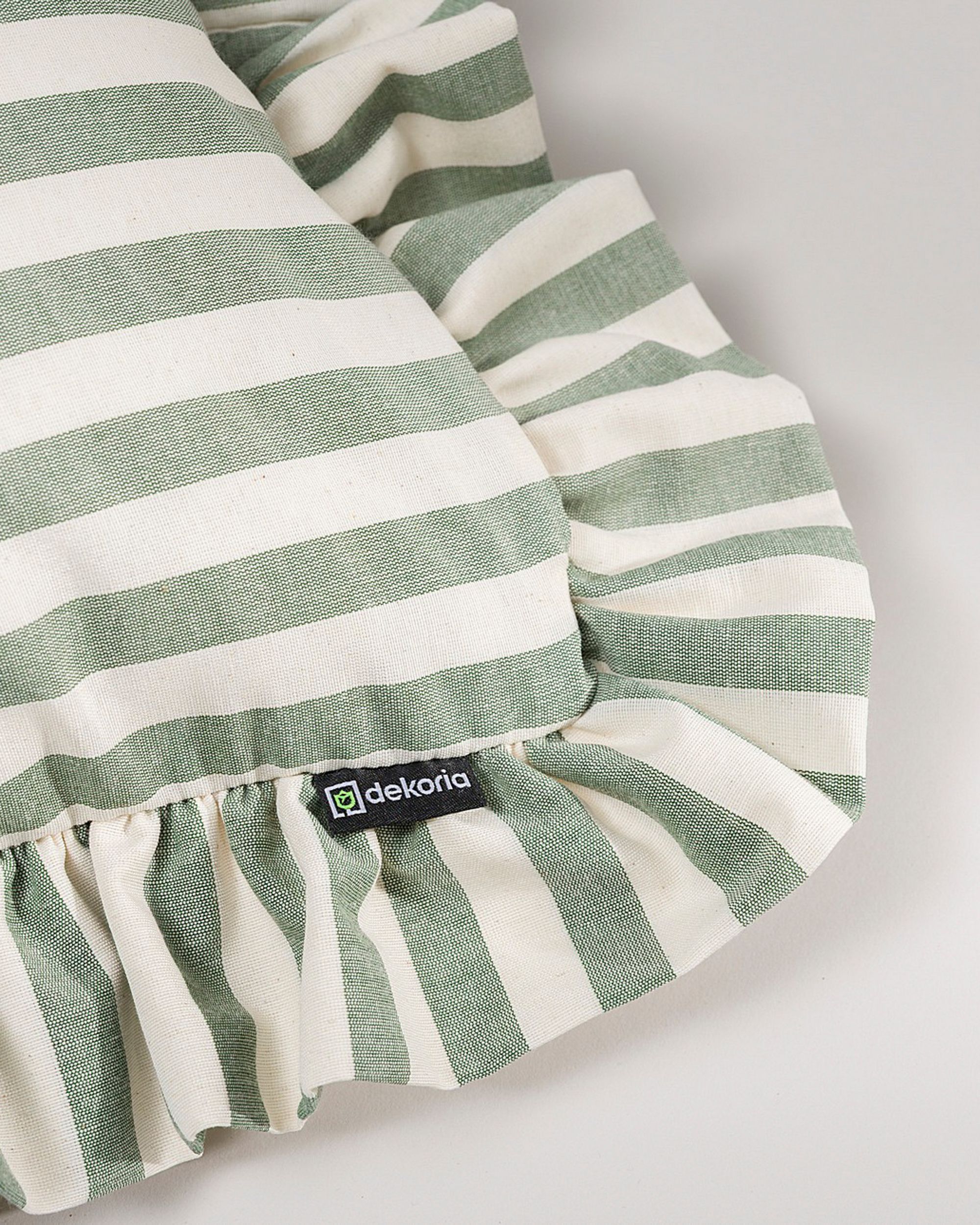 Paula pillowcase with frill colour green fabric patterned