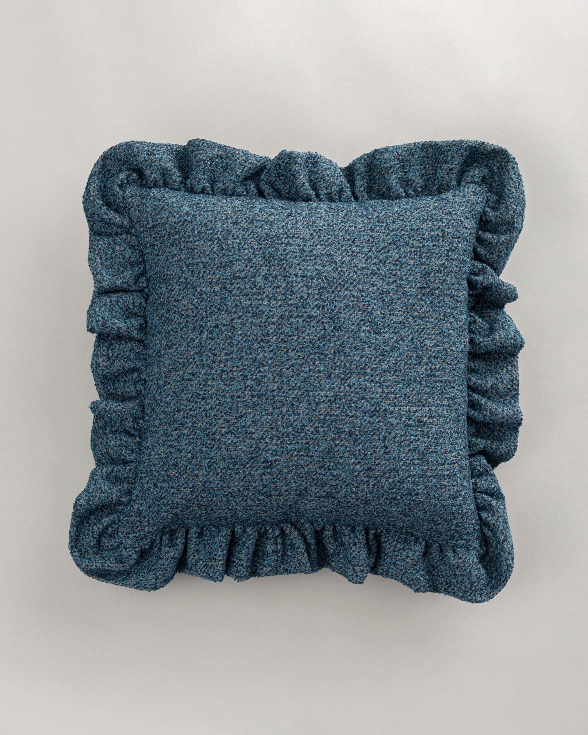 Paula pillowcase with frill colour blue fabric structured