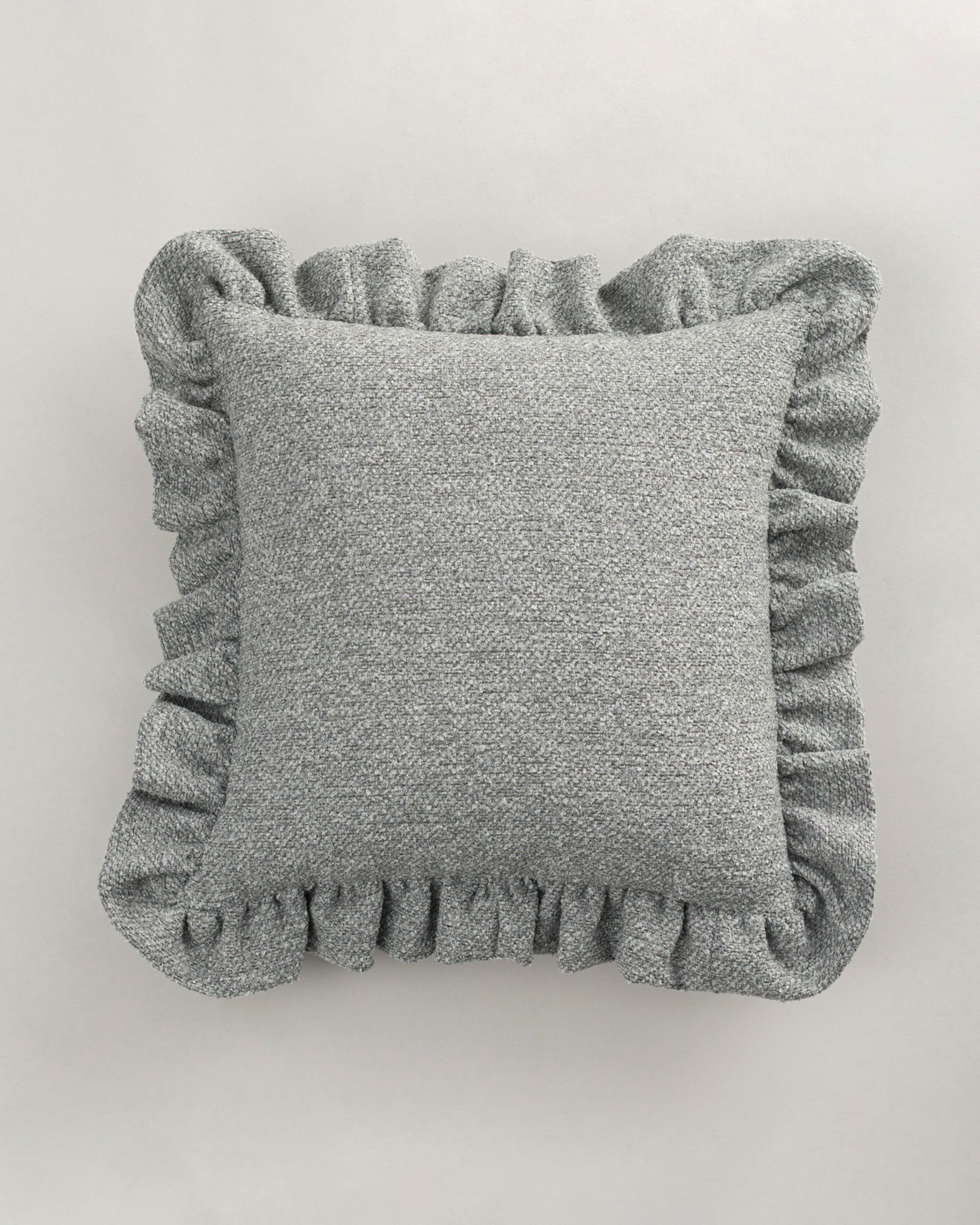 Paula pillowcase with frill colour grey fabric structured
