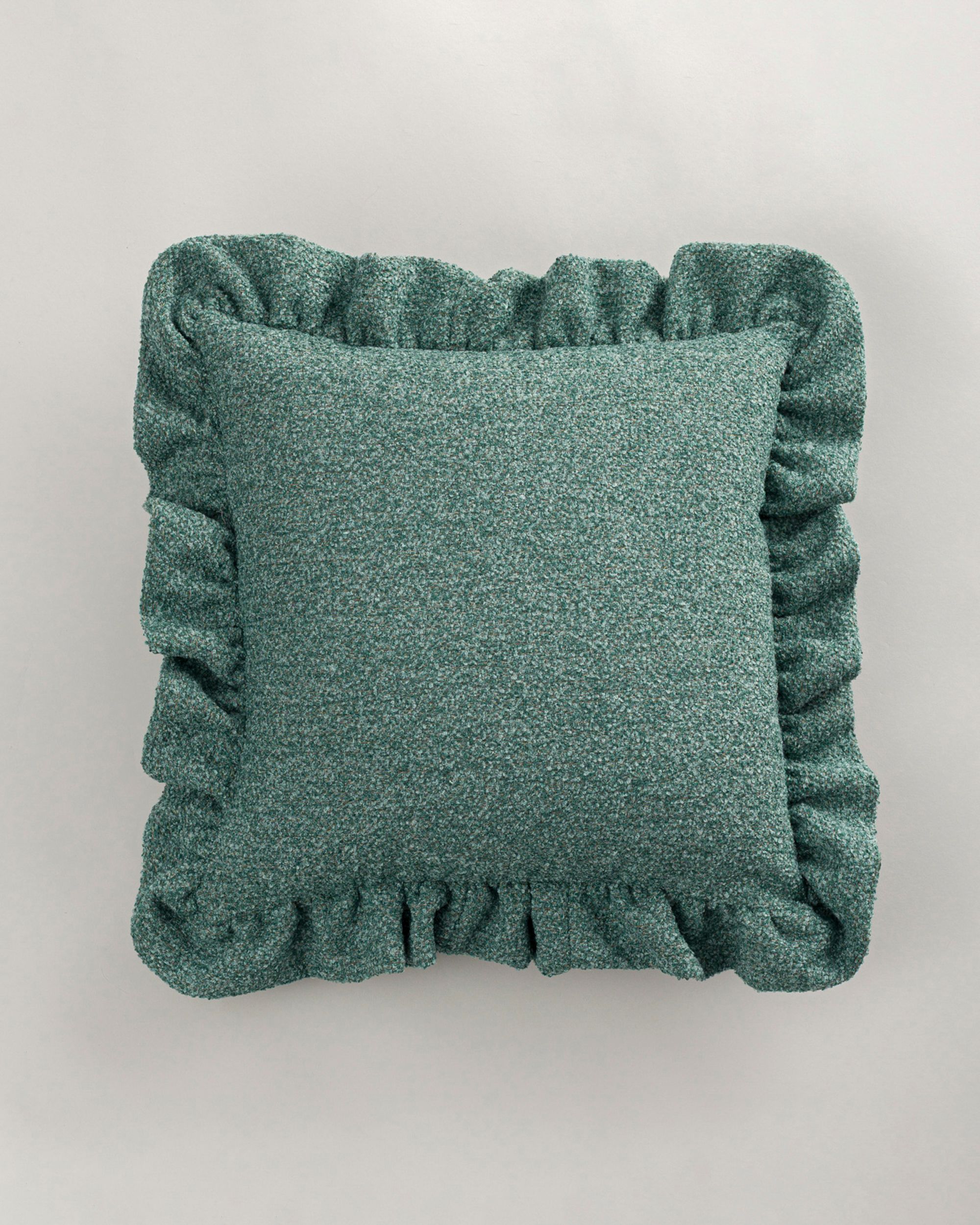 Paula pillowcase with frill colour green fabric structured