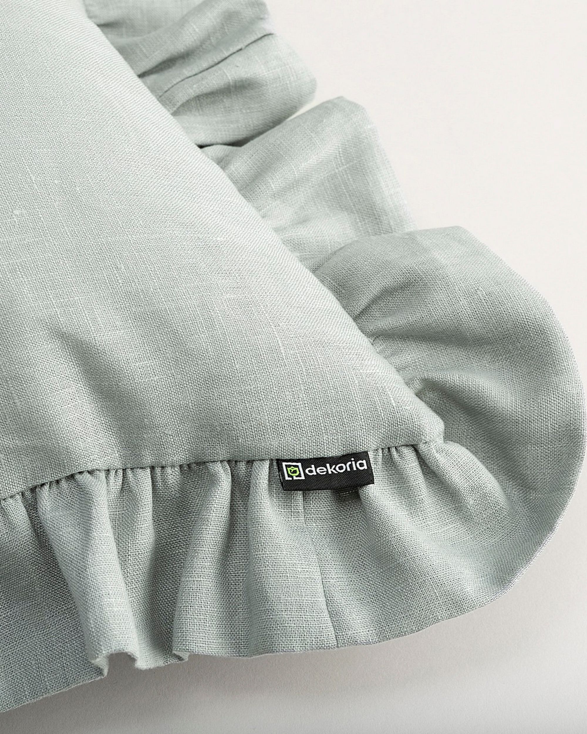Paula pillowcase with frill colour grey fabric semi-sheer, structured, linen (hover)