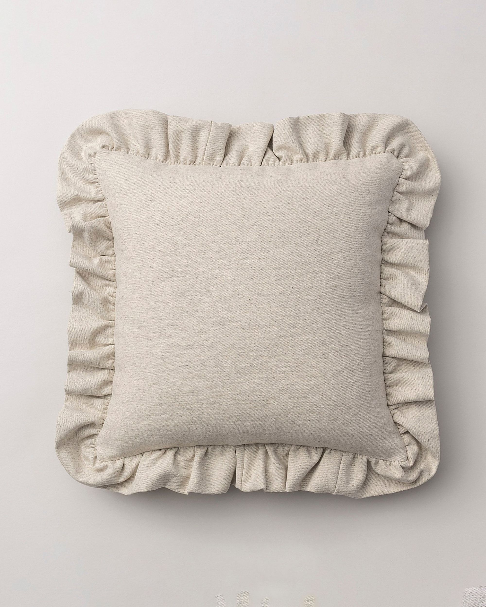 Paula pillowcase with frill colour beige fabric structured