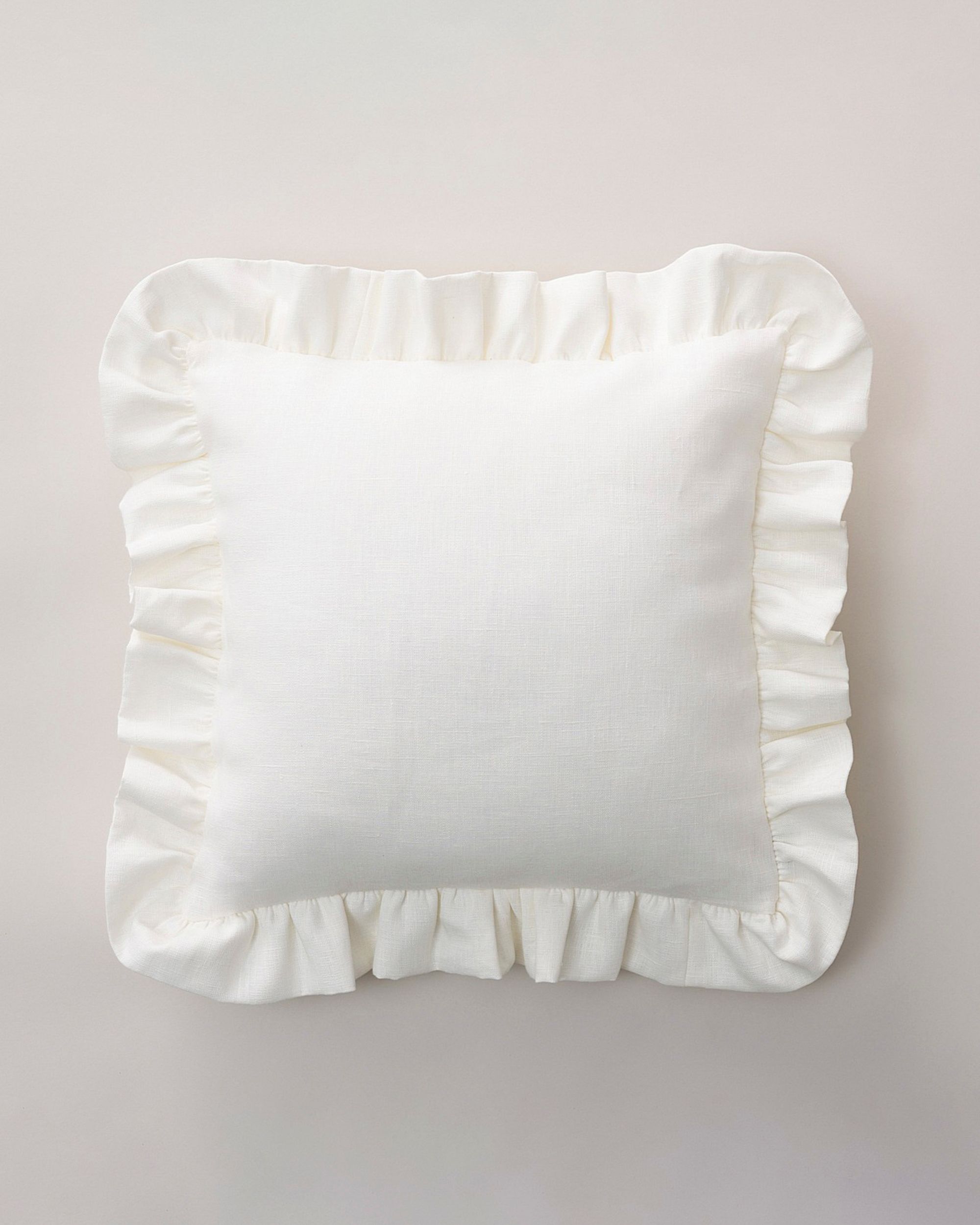 Paula pillowcase with frill colour white fabric semi-sheer, structured, linen